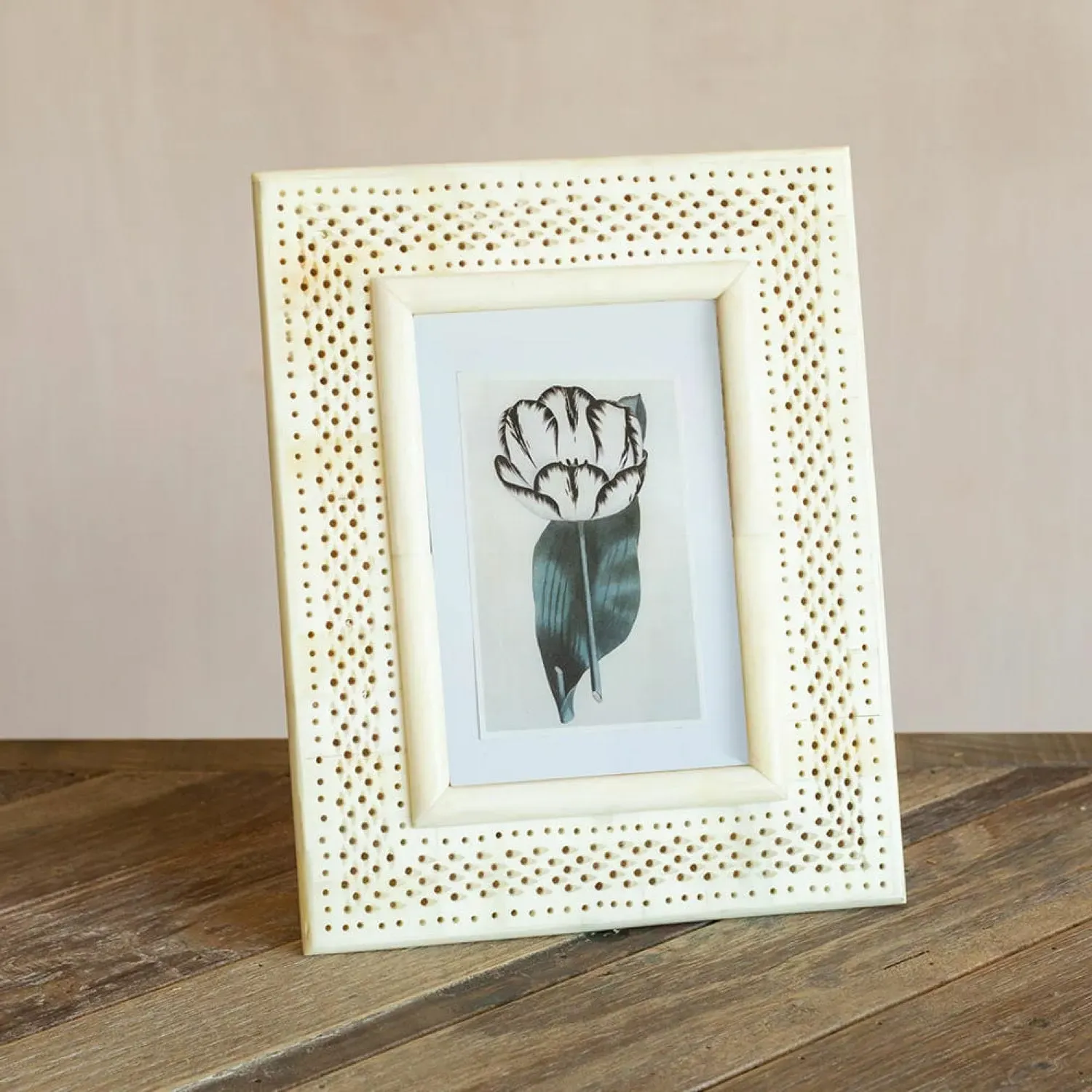Jaali Bone Inlay Photo Frame - Bone