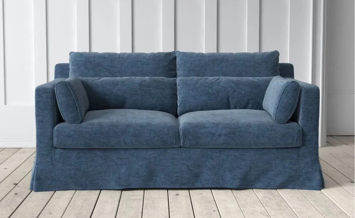 Jasmine 2-Seater Sofa - Dark Blue, Velvet