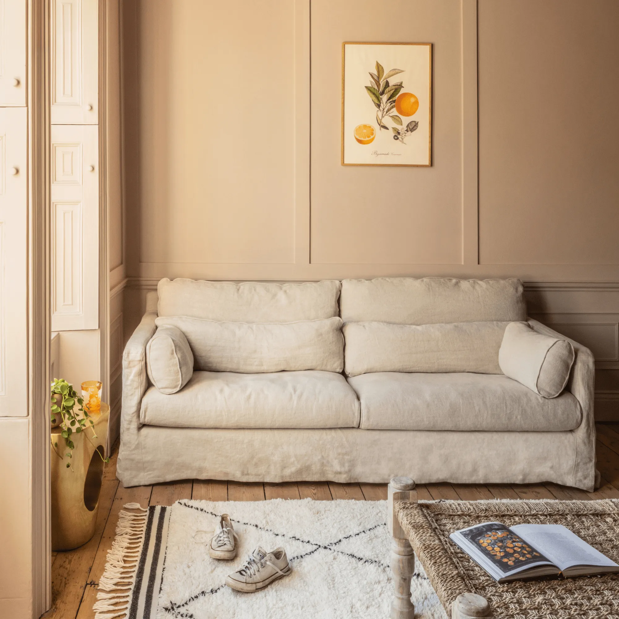 Jasmine 3-Seater Sofa - Natural, Belgian Linen