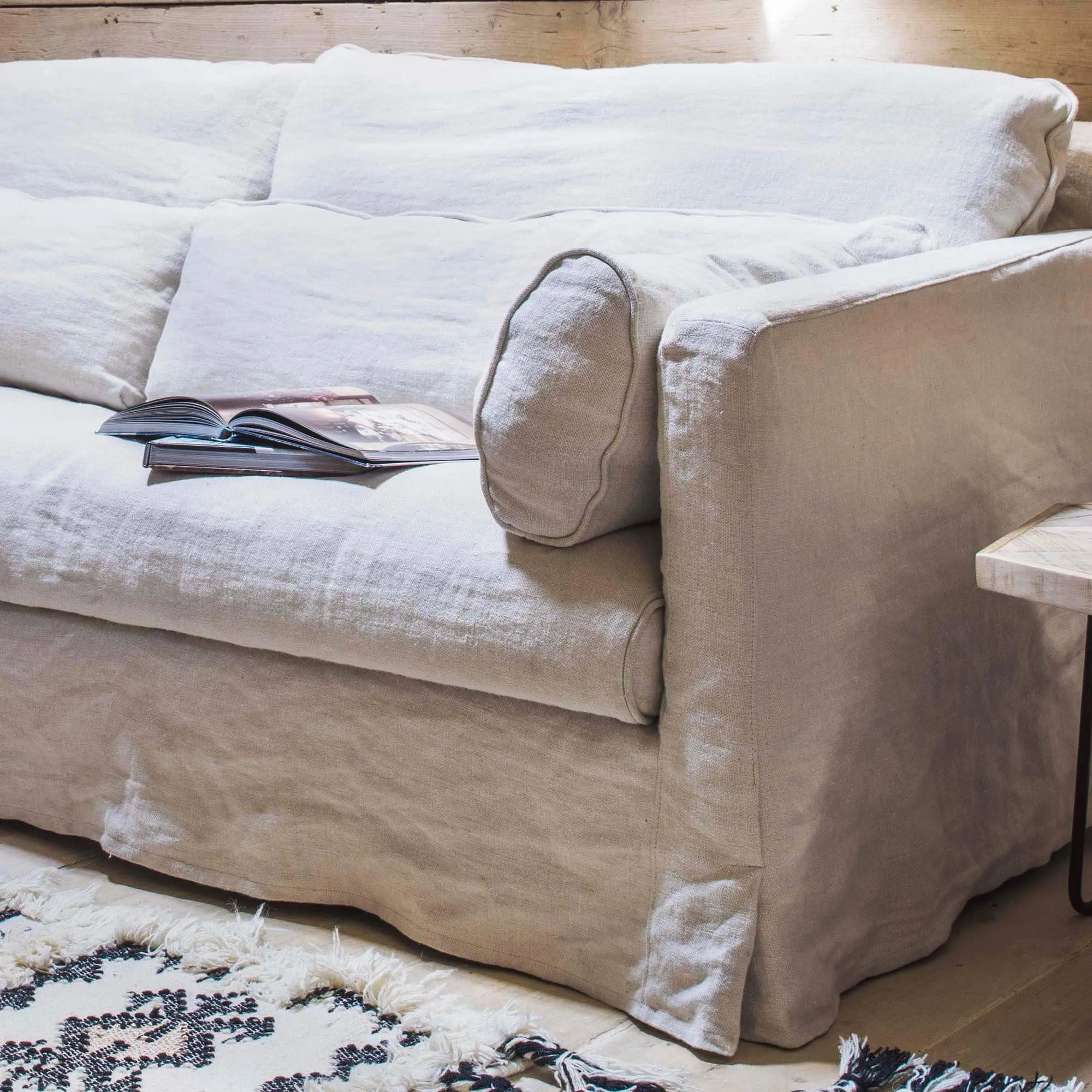 Jasmine 3-Seater Sofa - Natural, Belgian Linen