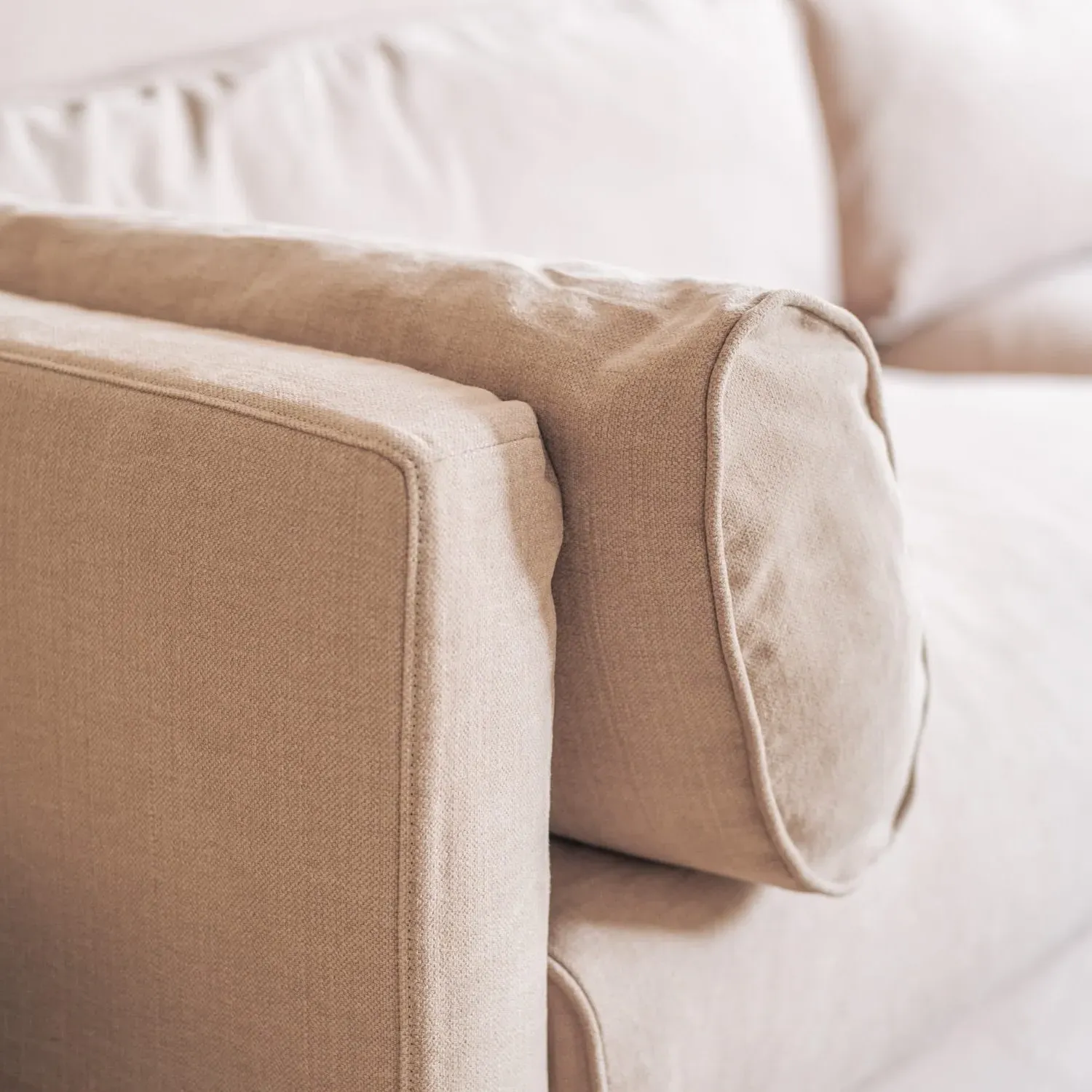 Jasmine 3-Seater Sofa with Cushions - Powder Pink, Cotton Linen