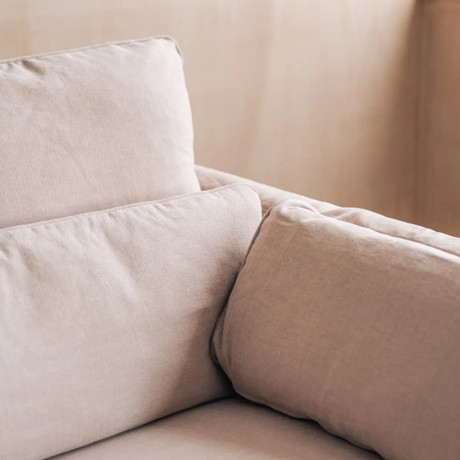 Jasmine 3-Seater Sofa with Cushions - Powder Pink, Cotton Linen