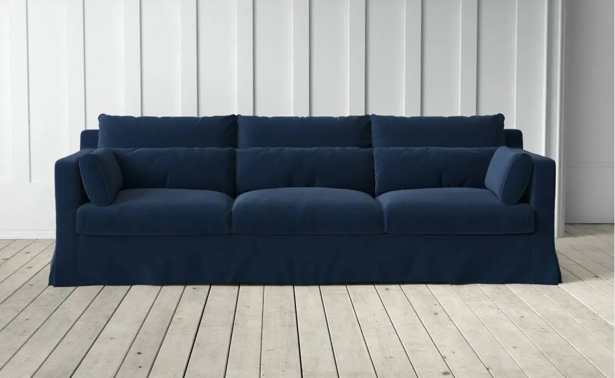 Jasmine 4-Seater Sofa - Dark Blue, Velvet