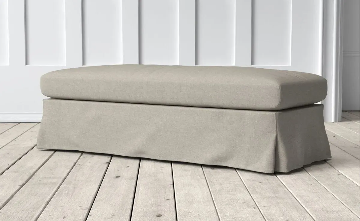 Jasmine Large Ottoman - Flax, Belgian Linen