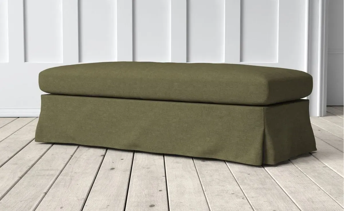 Jasmine Large Ottoman - Olive, Belgian Linen