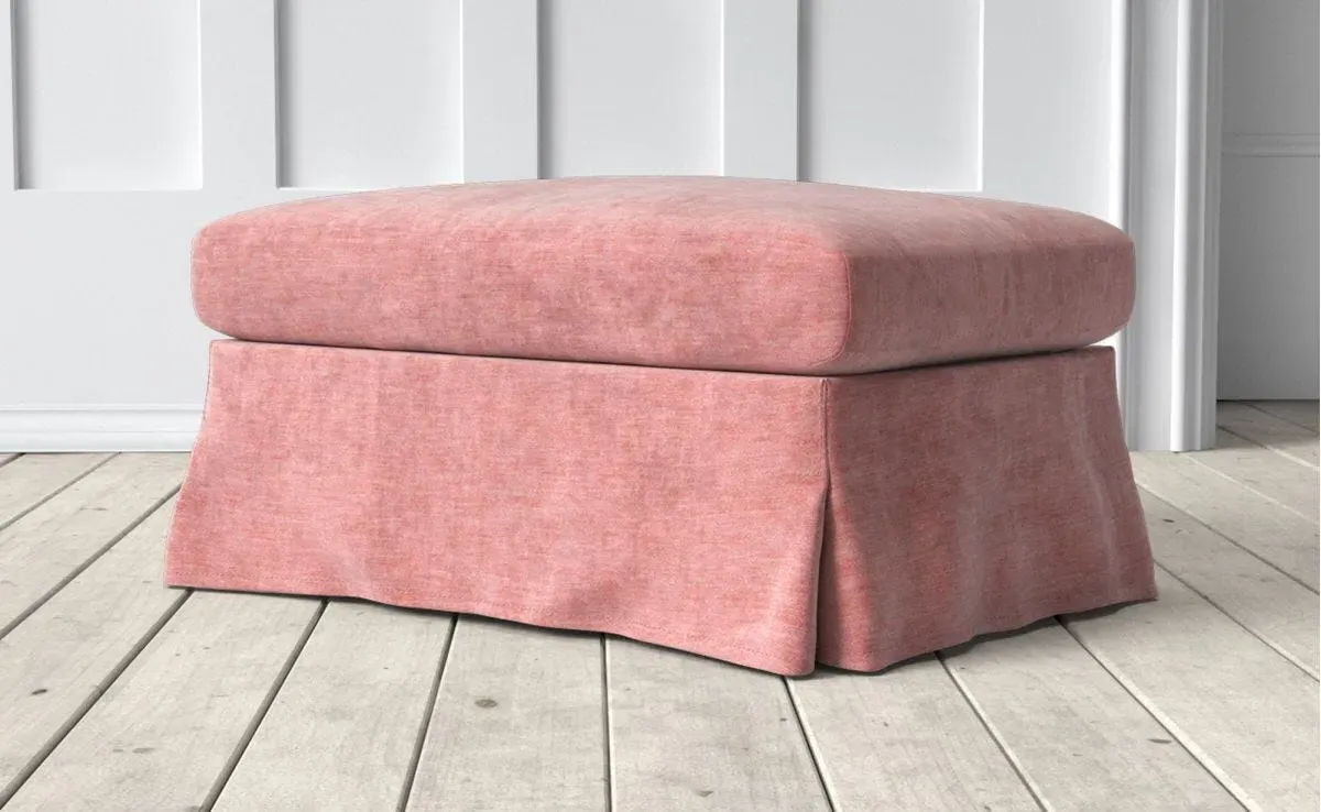 Jasmine Small Footstool - Salmon, Vintage Velvet