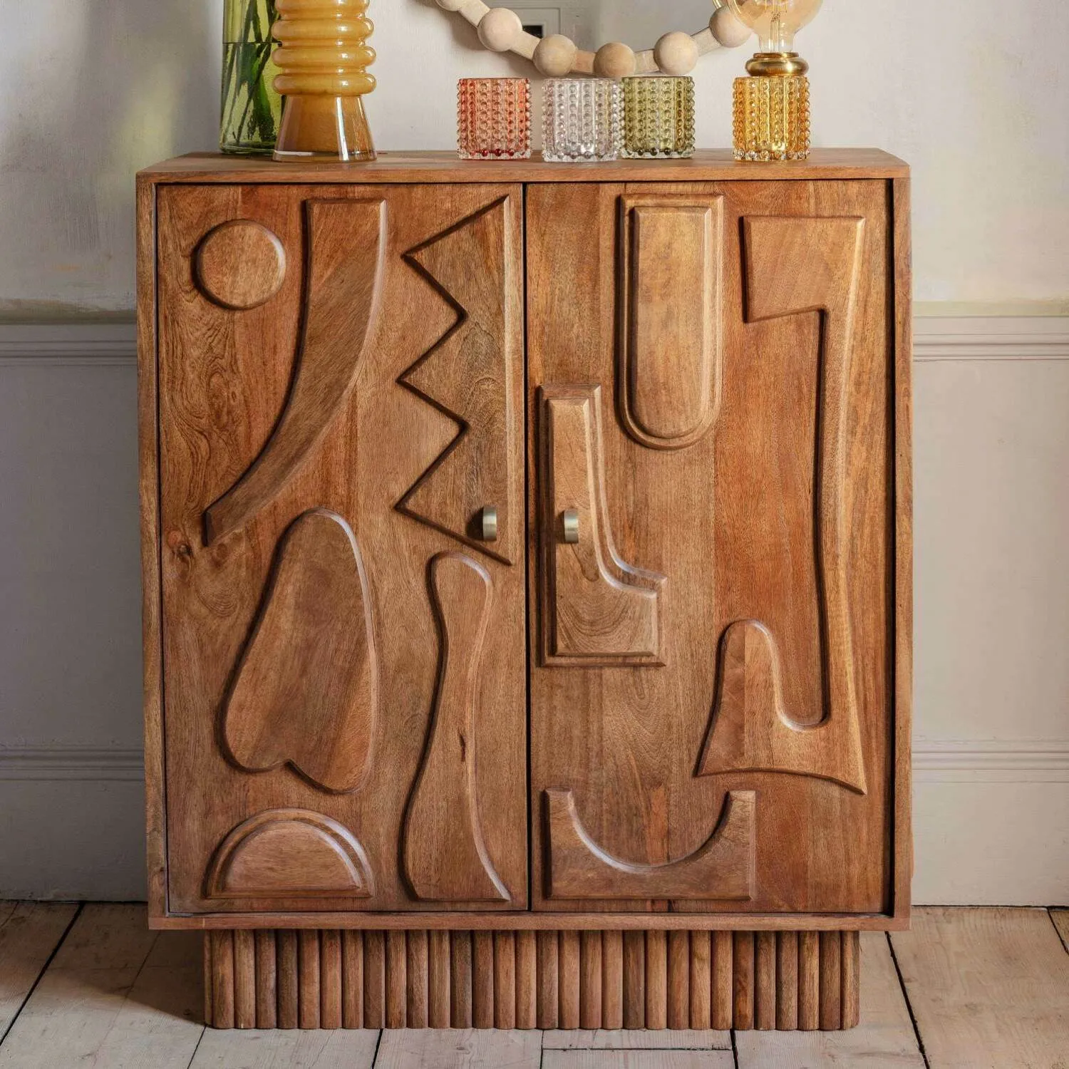 Jesse Bar Cabinet - Dark Golden, Mango Wood