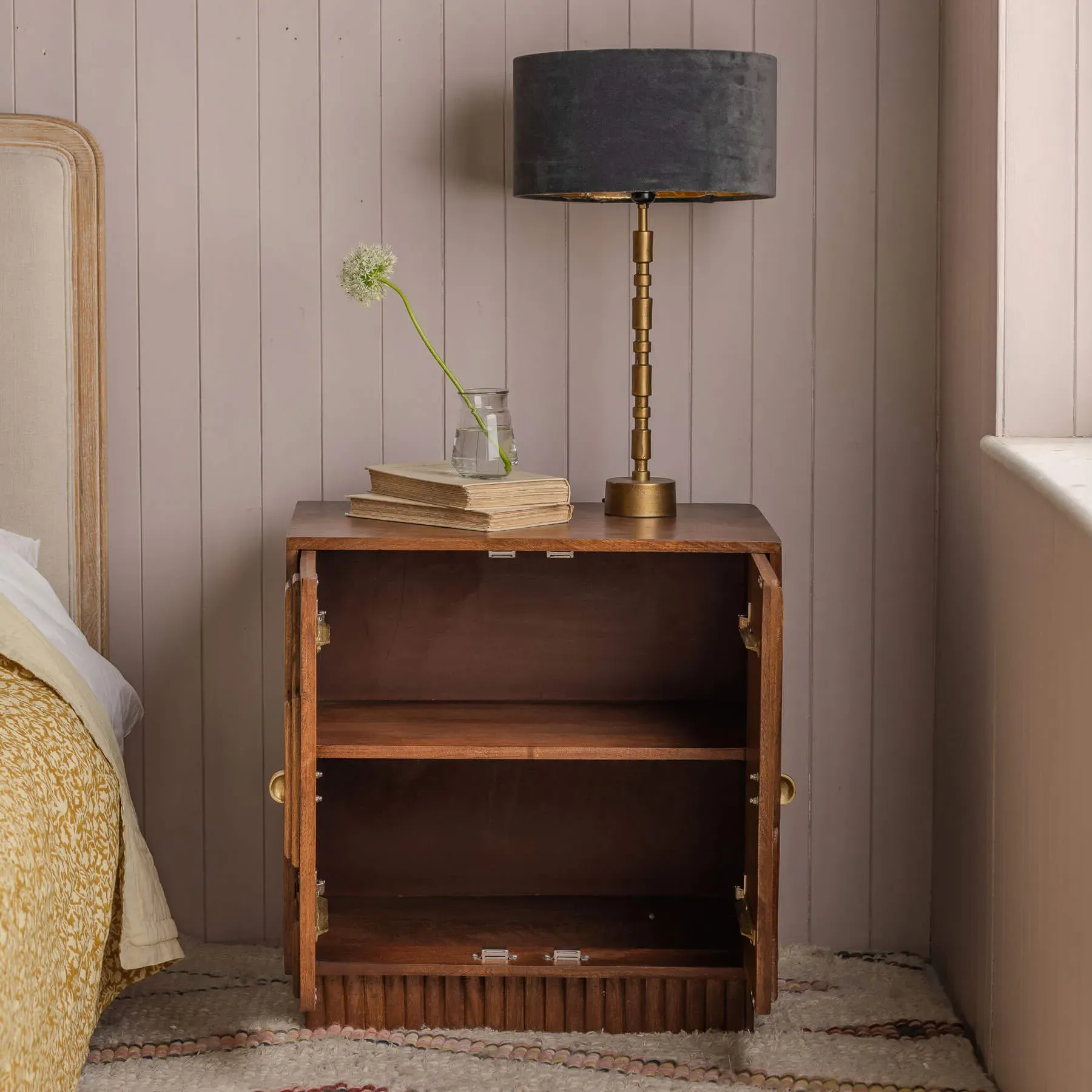 Jesse Bedside Cabinet - Dark Golden, Mango Wood