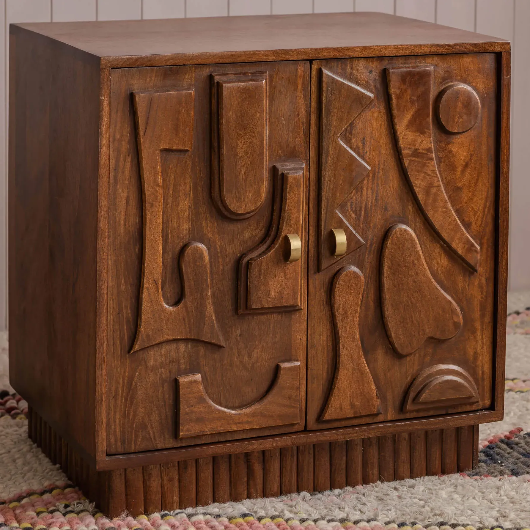 Jesse Bedside Cabinet - Dark Golden, Mango Wood