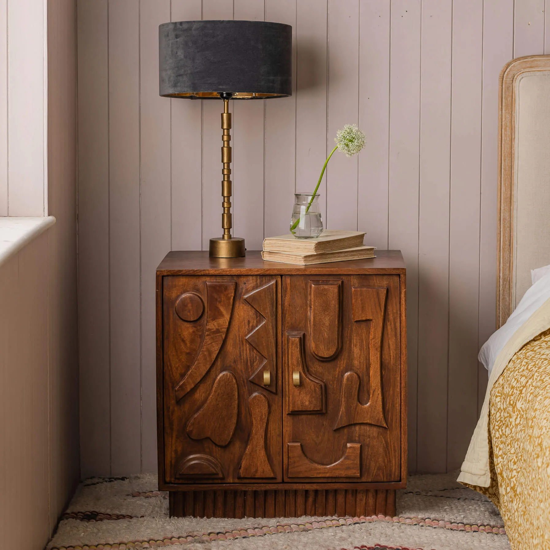Jesse Bedside Cabinet - Dark Golden, Mango Wood image