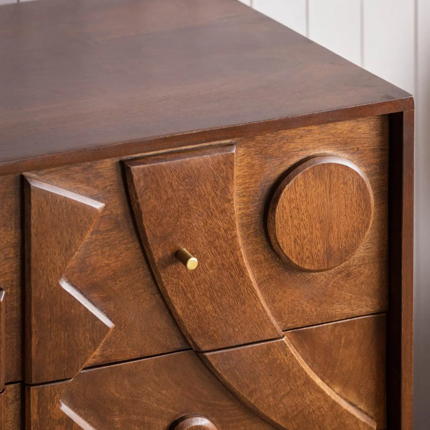 Jesse Three Drawer Chest of Drawers - Dark Golden, Mango Wood