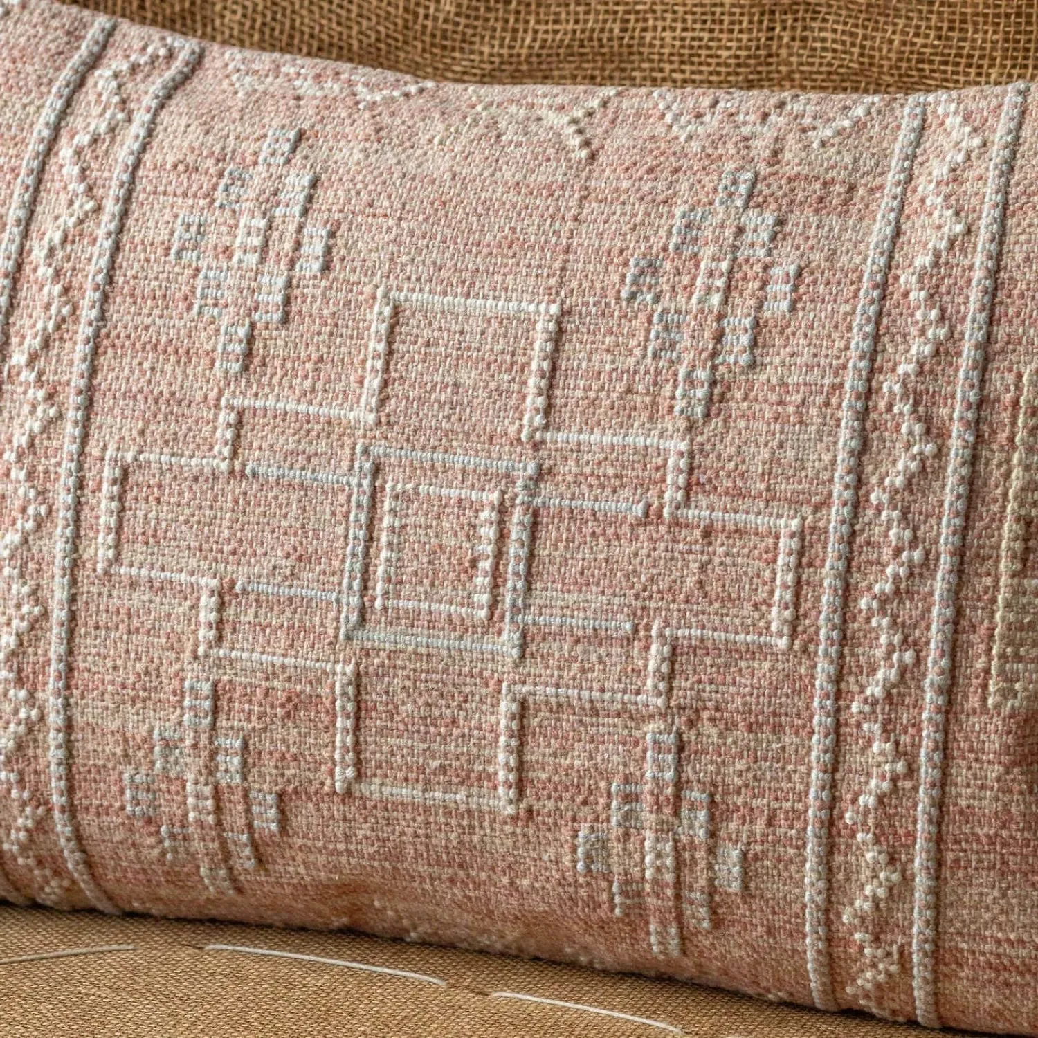 Josie Rectangular Cushion - Pink, Cotton Silk