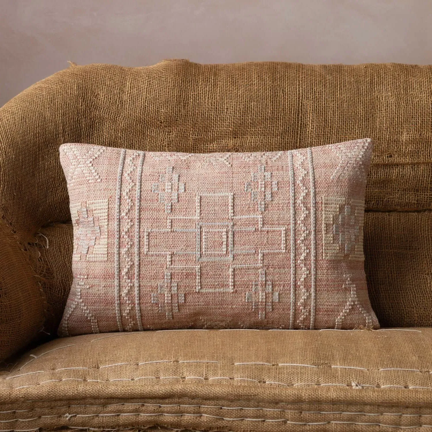 Josie Rectangular Cushion - Pink, Cotton Silk