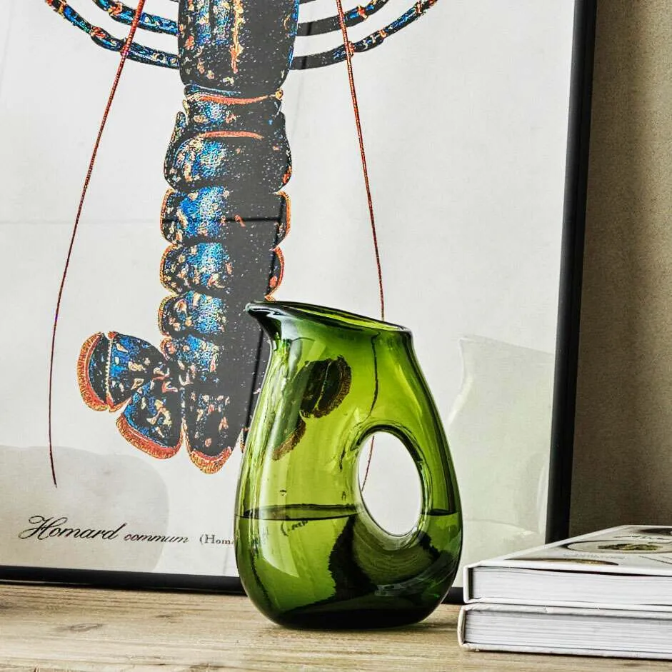 Jug with Handle Hole - Moss Green, Glass image