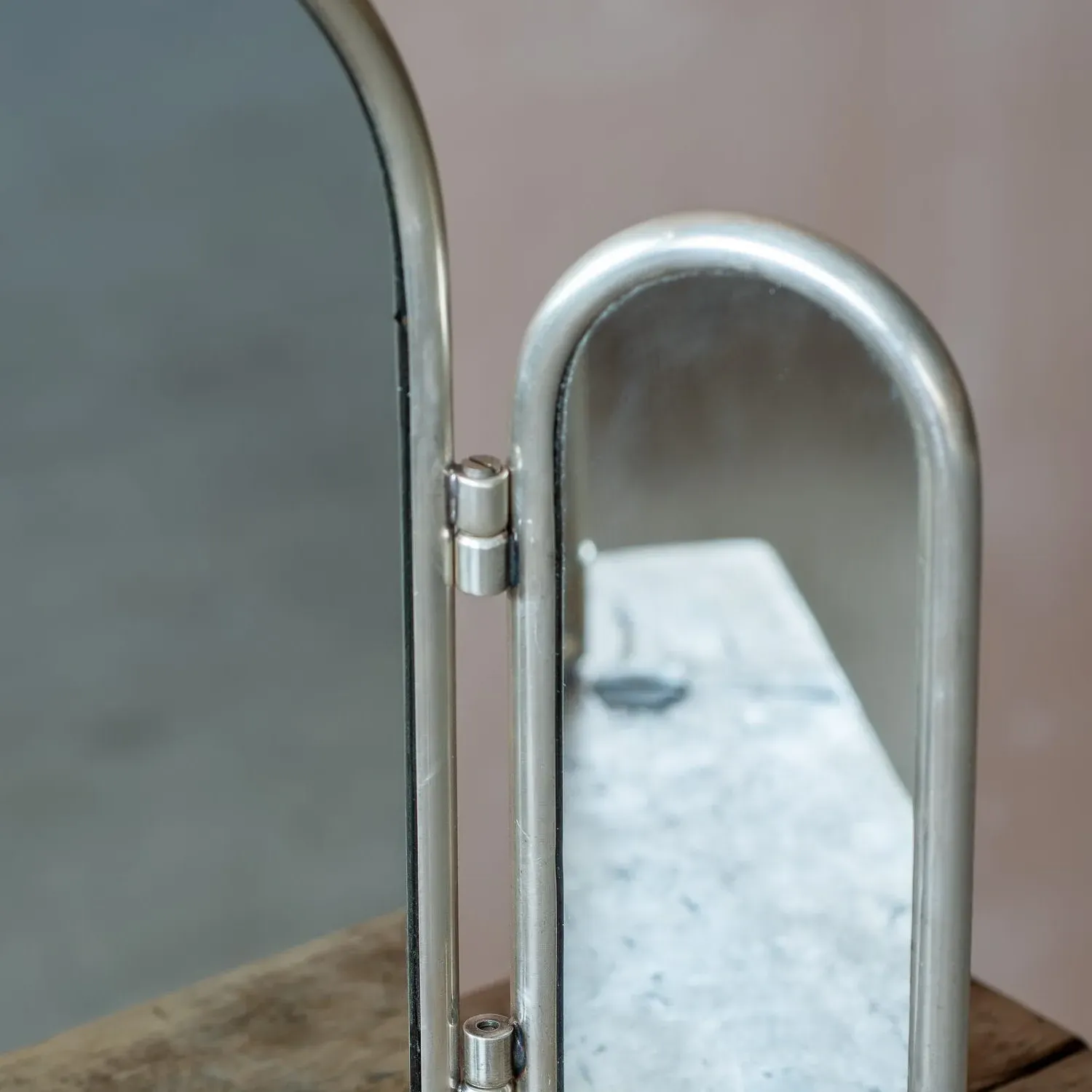 Jules Triple Table Top Mirror - Antique Silver