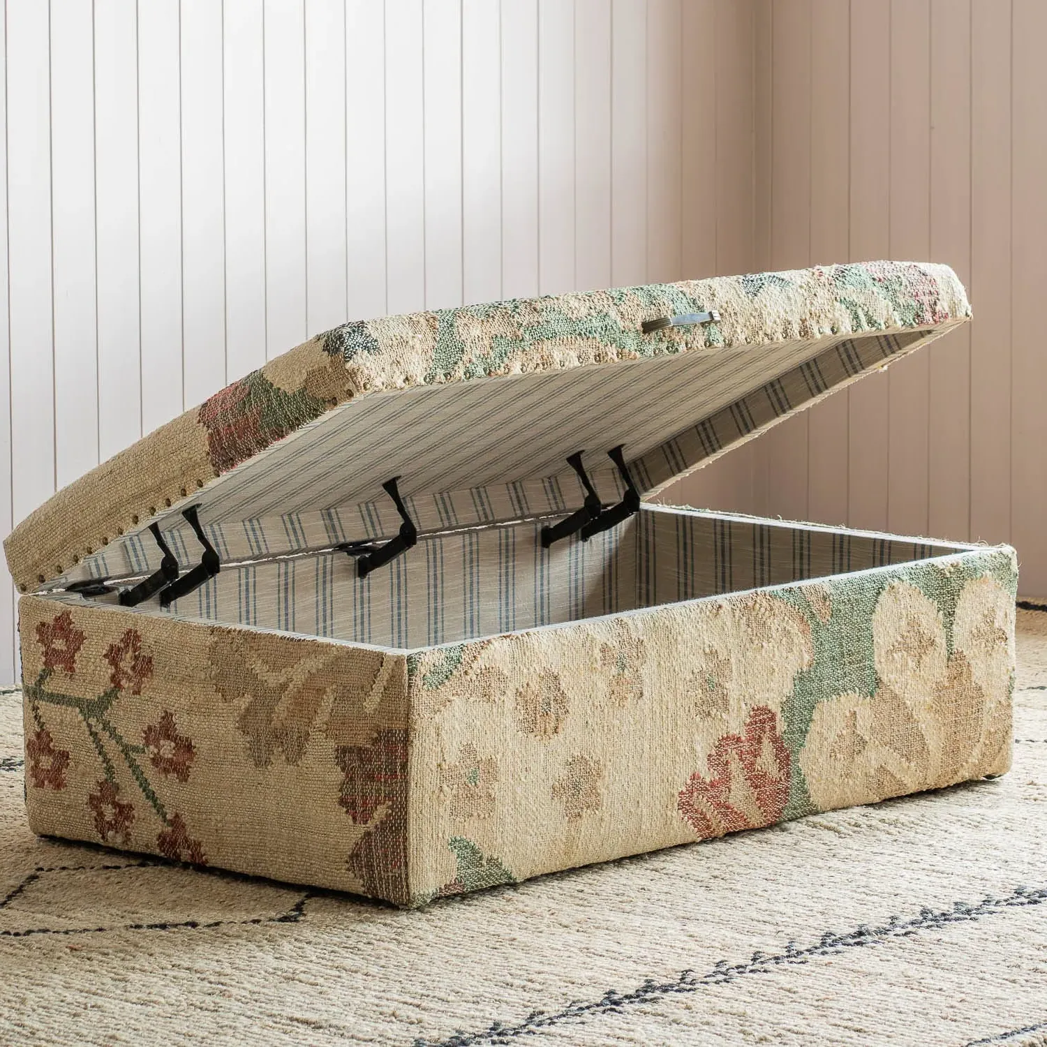 June Jute Ottoman with Storage - Floral