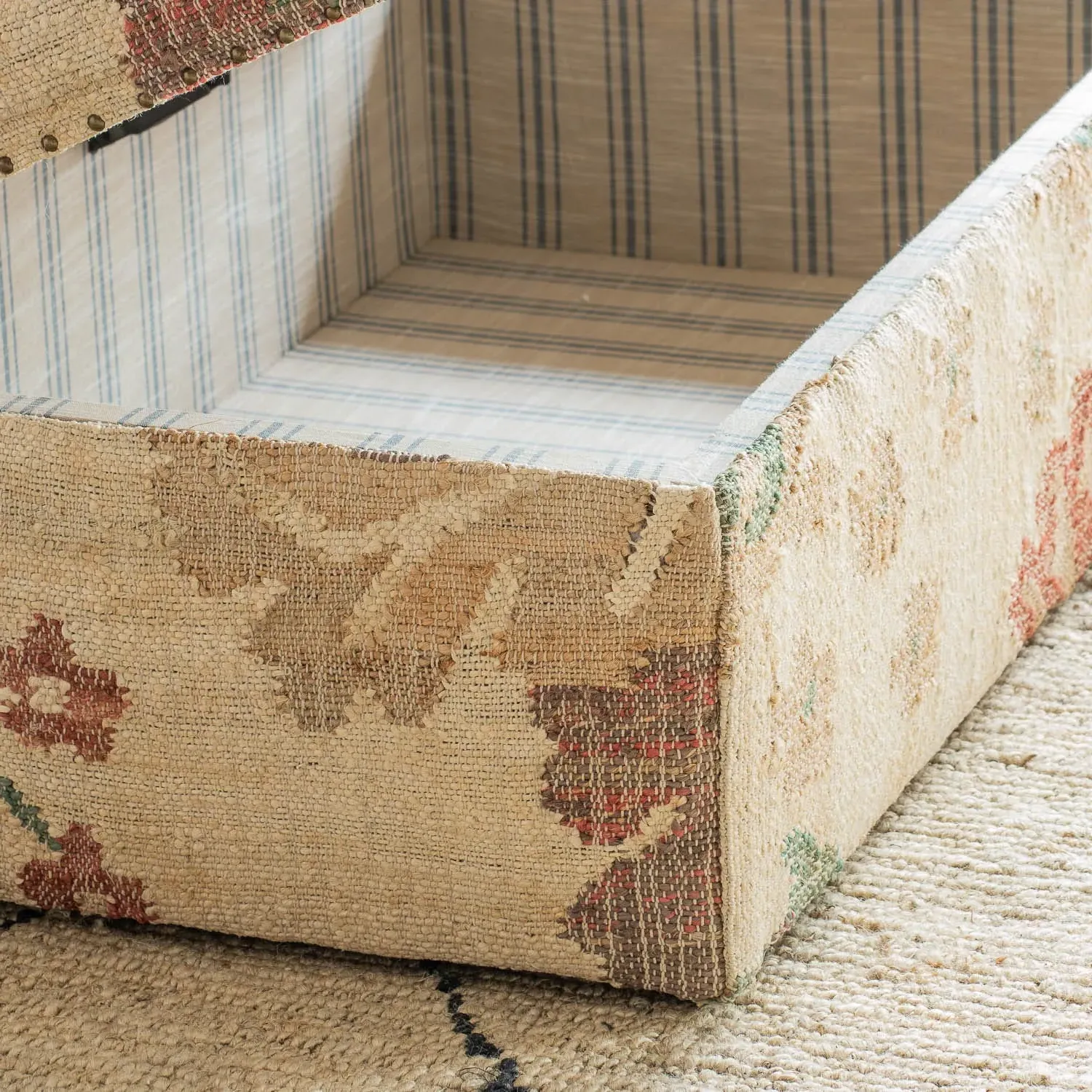June Jute Ottoman with Storage - Floral