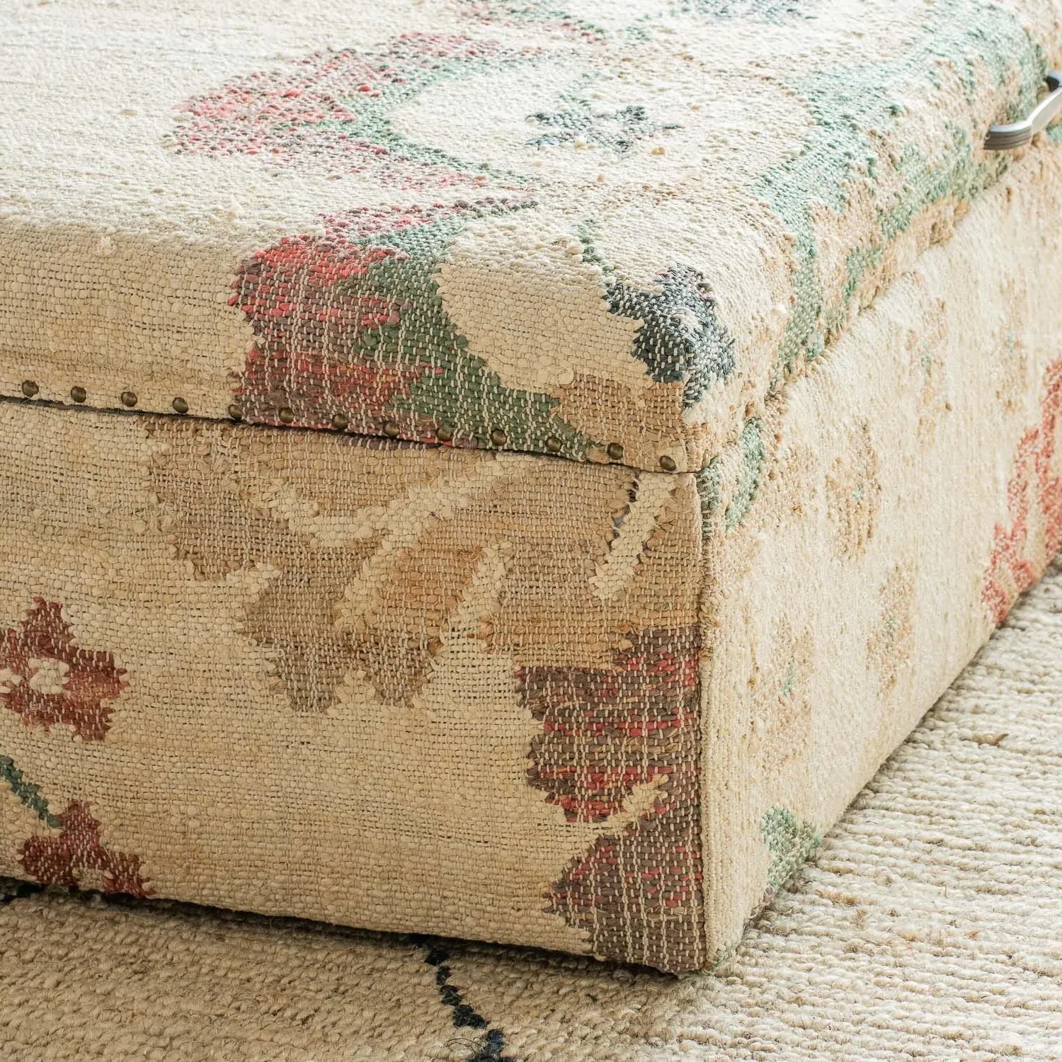 June Jute Ottoman with Storage - Floral