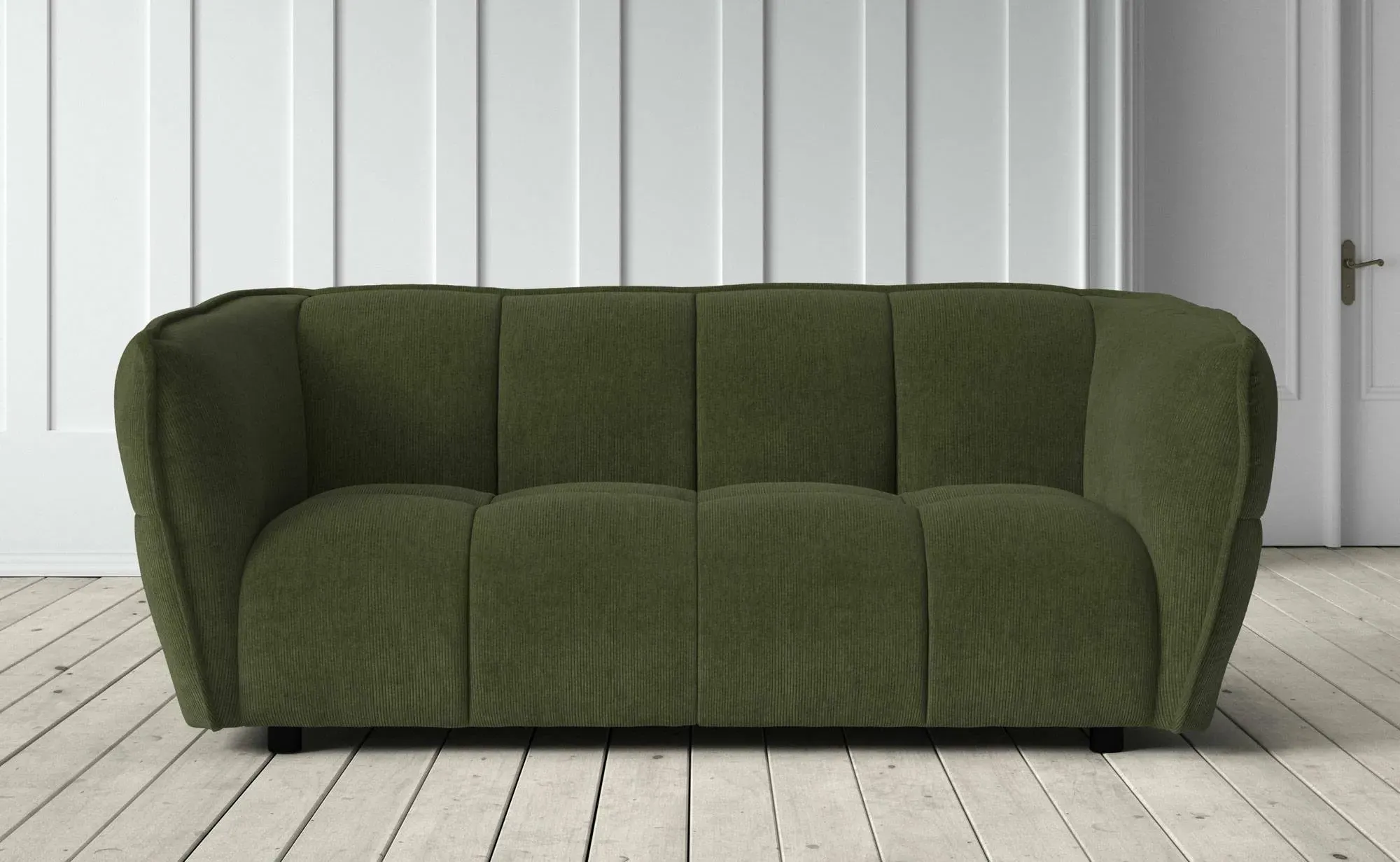 Juno 2-Seater Sofa - Dark Green, Cord