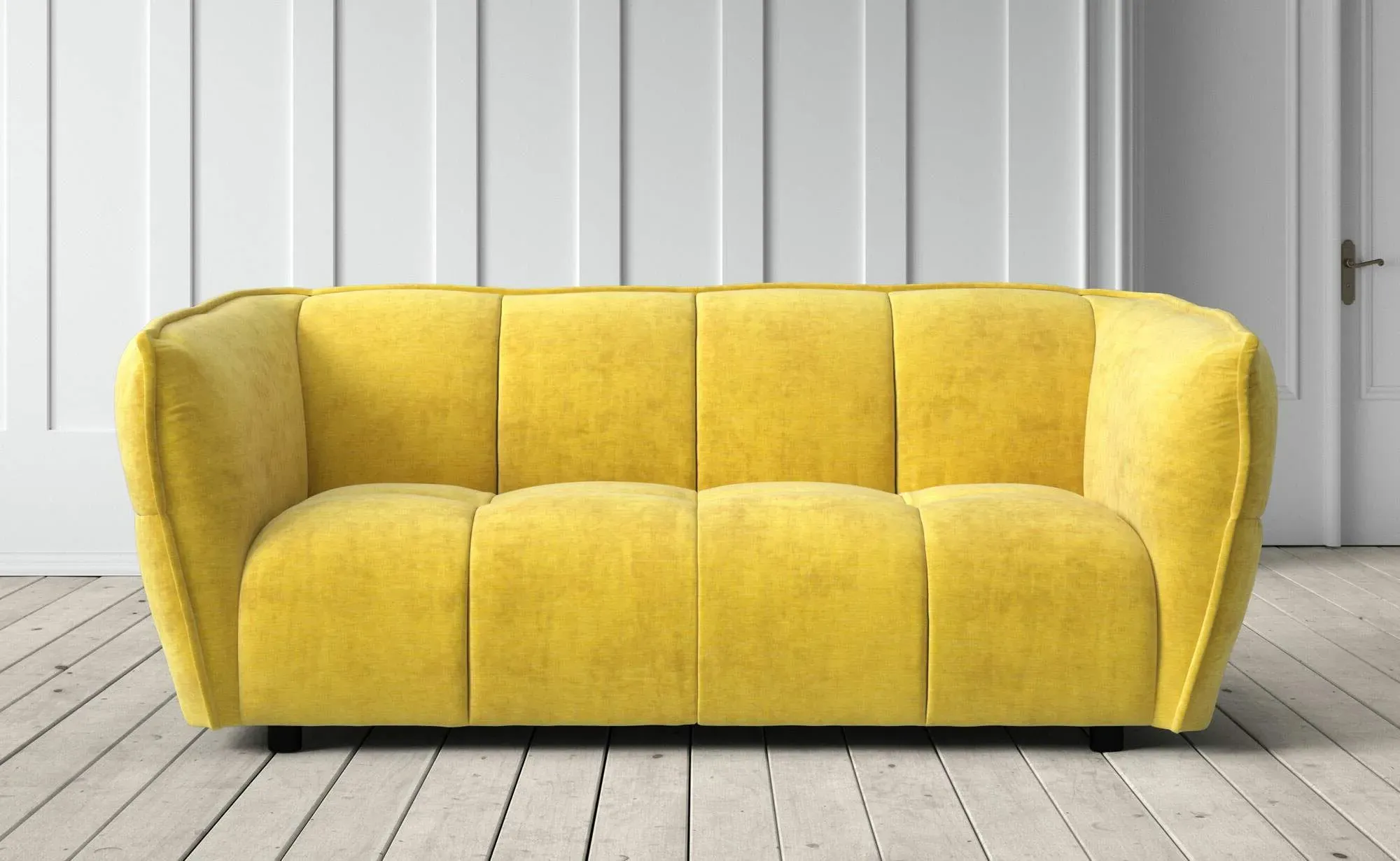 Juno 2-Seater Sofa - Mustard, Velvet