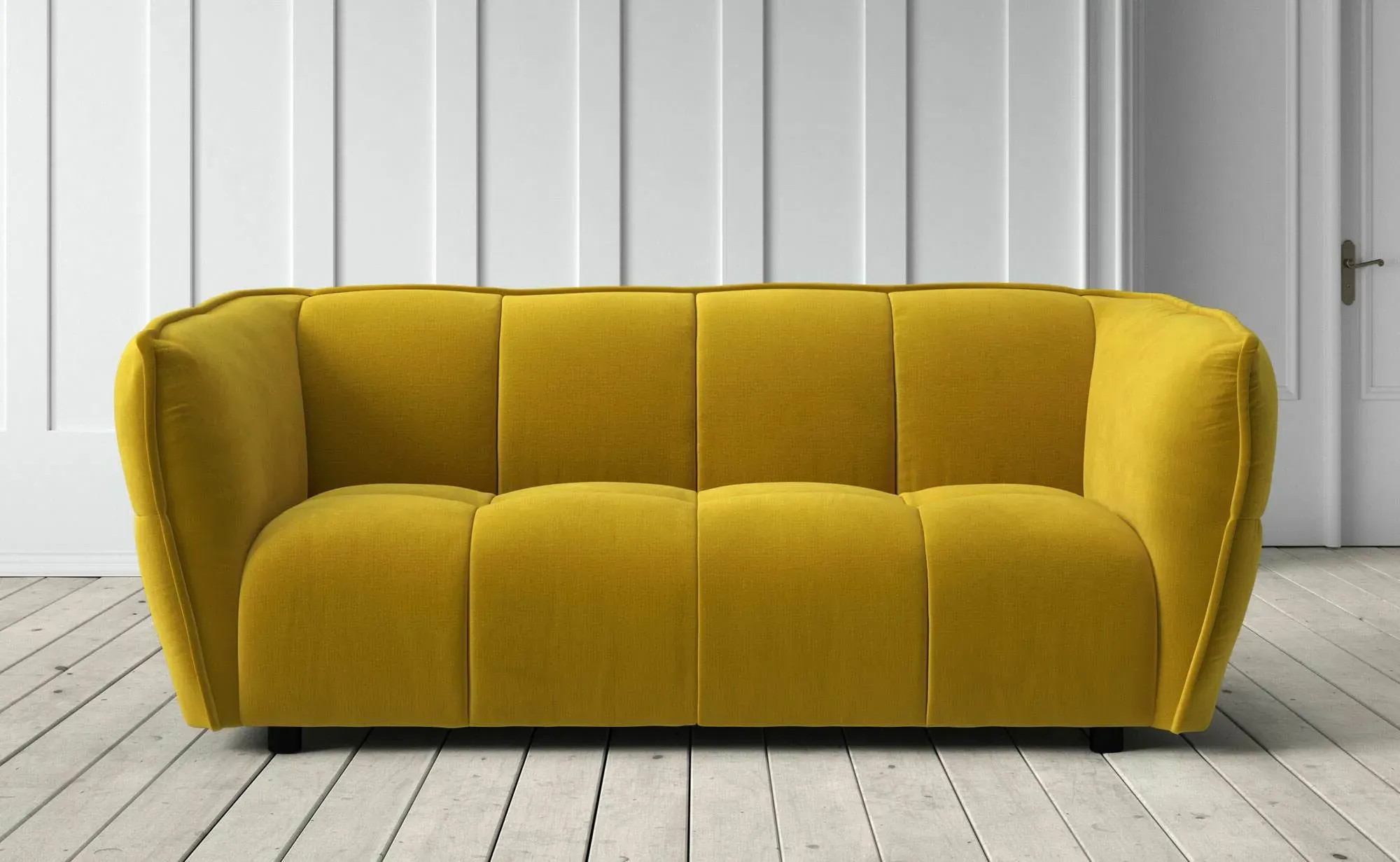 Juno 2-Seater Sofa - Yellow, Velvet