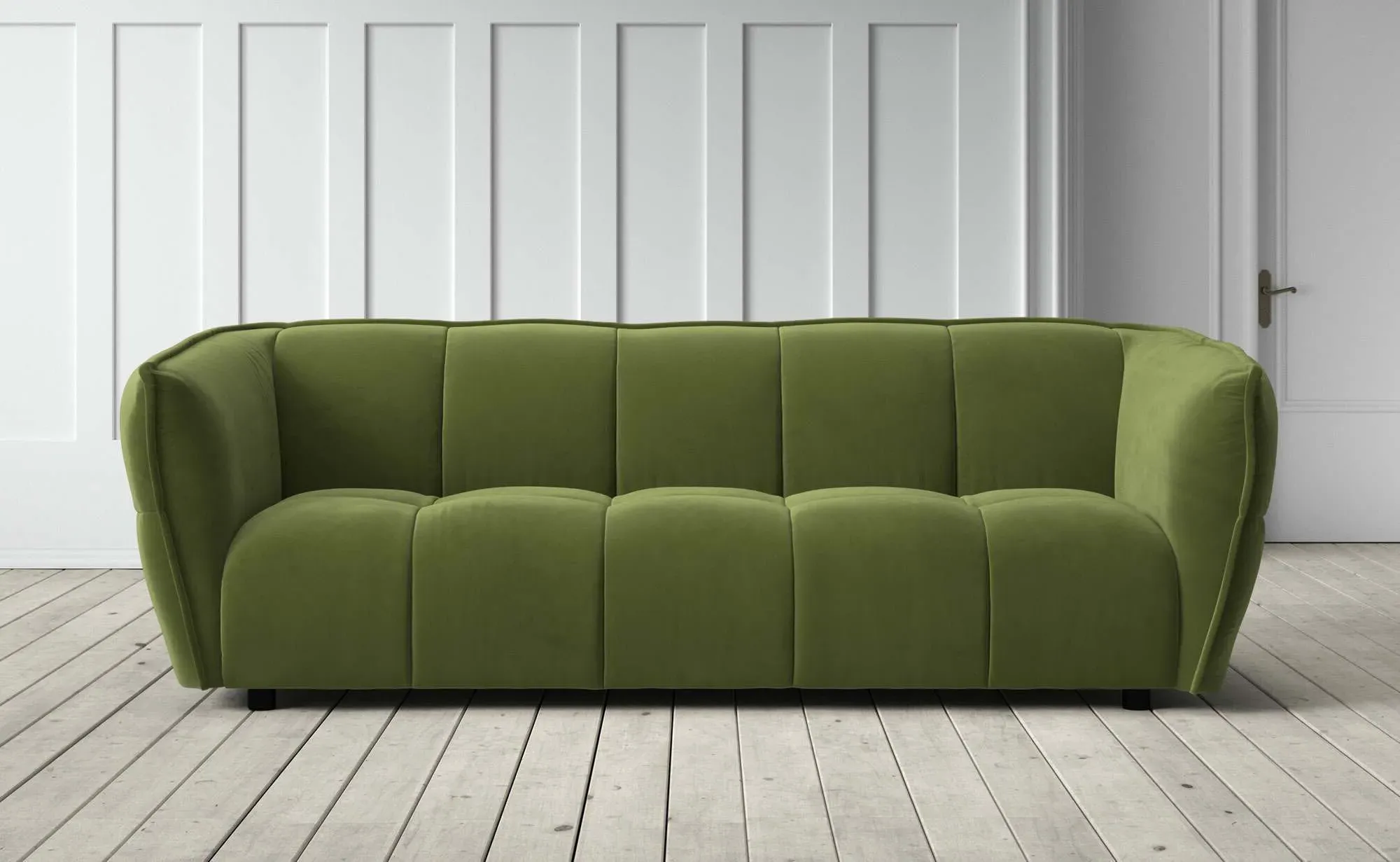 Juno 3-Seater Sofa - Olive Green, Velvet