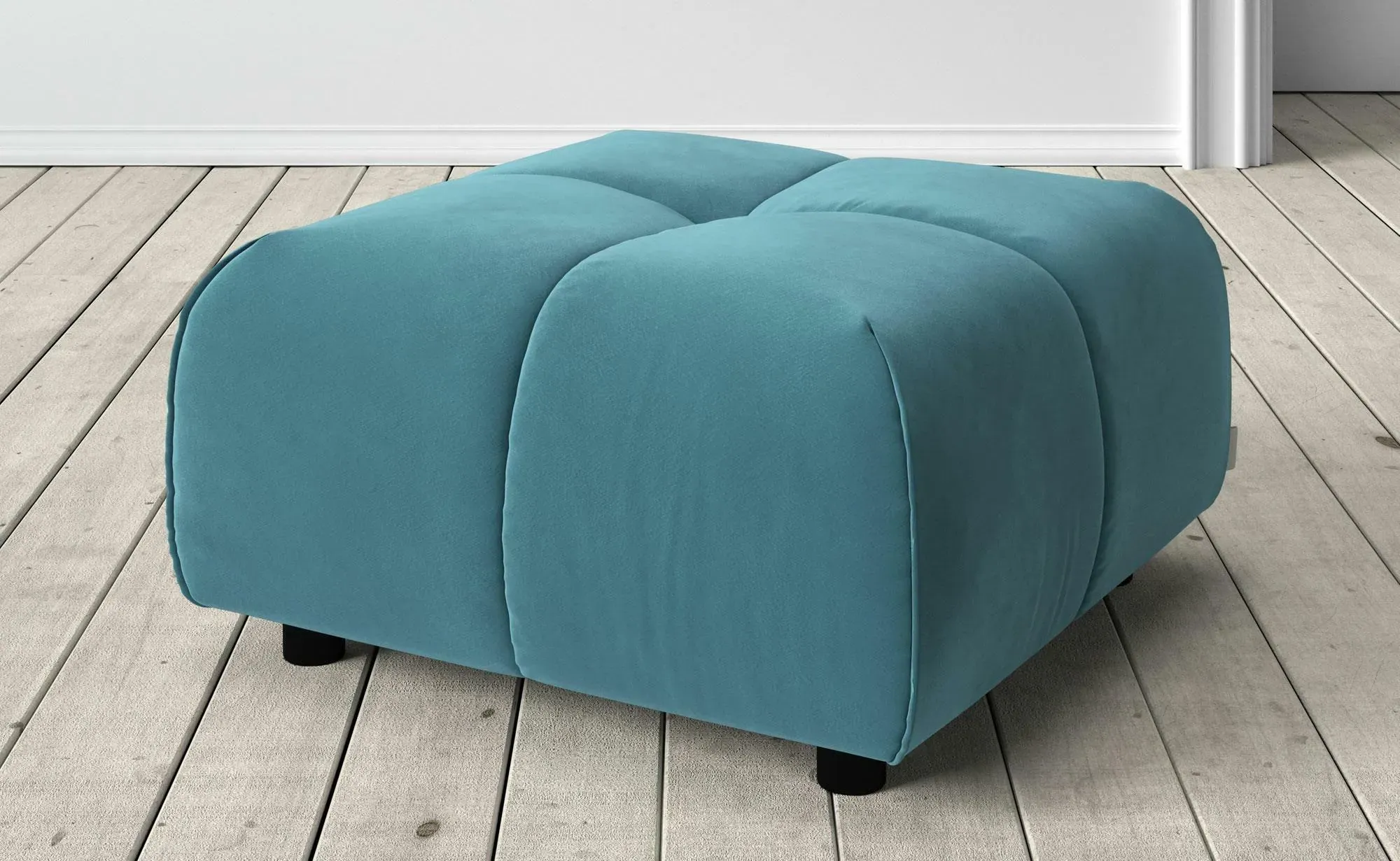 Juno Footstool - Cornflower Blue, Velvet