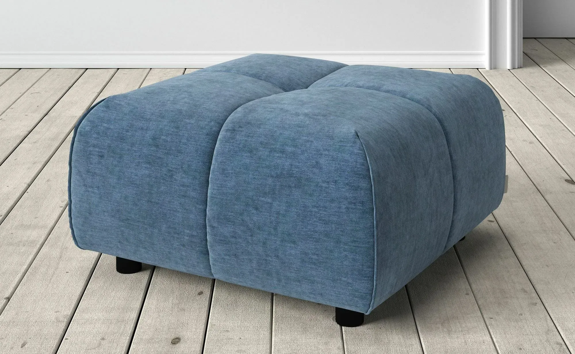 Juno Footstool - Dark Blue, Velvet image