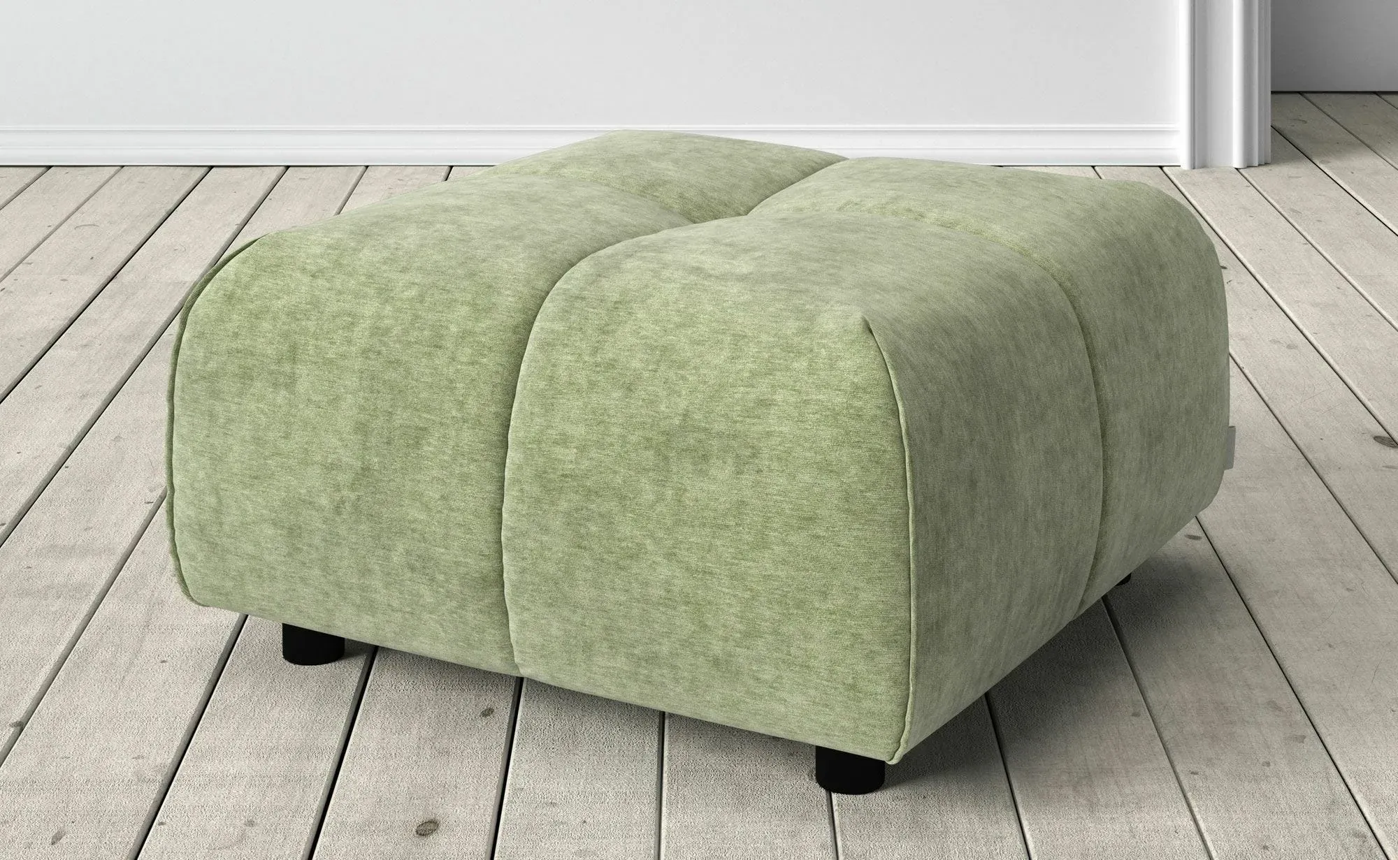 Juno Footstool - Green, Velvet