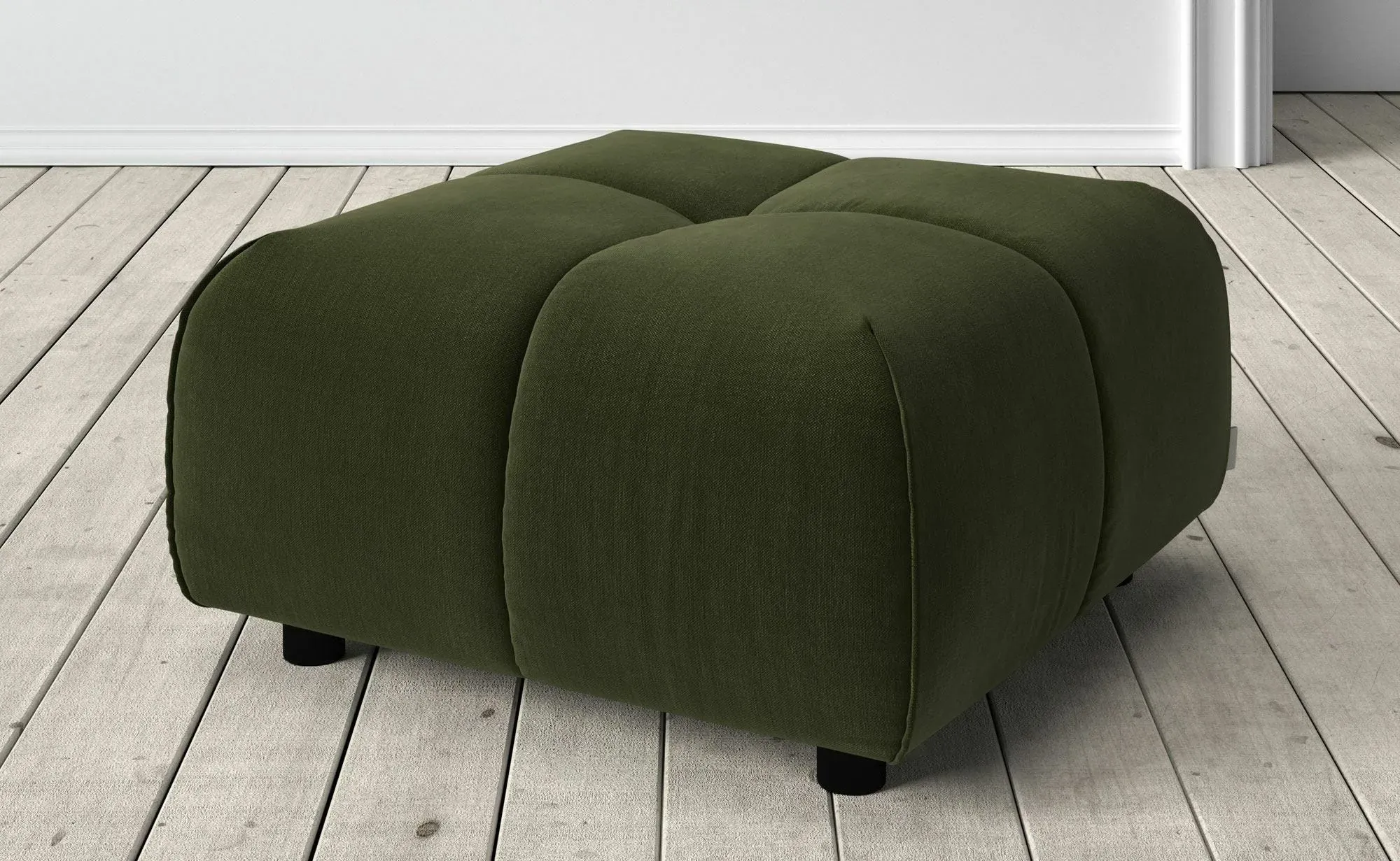 Juno Footstool - Moss Green, Velvet