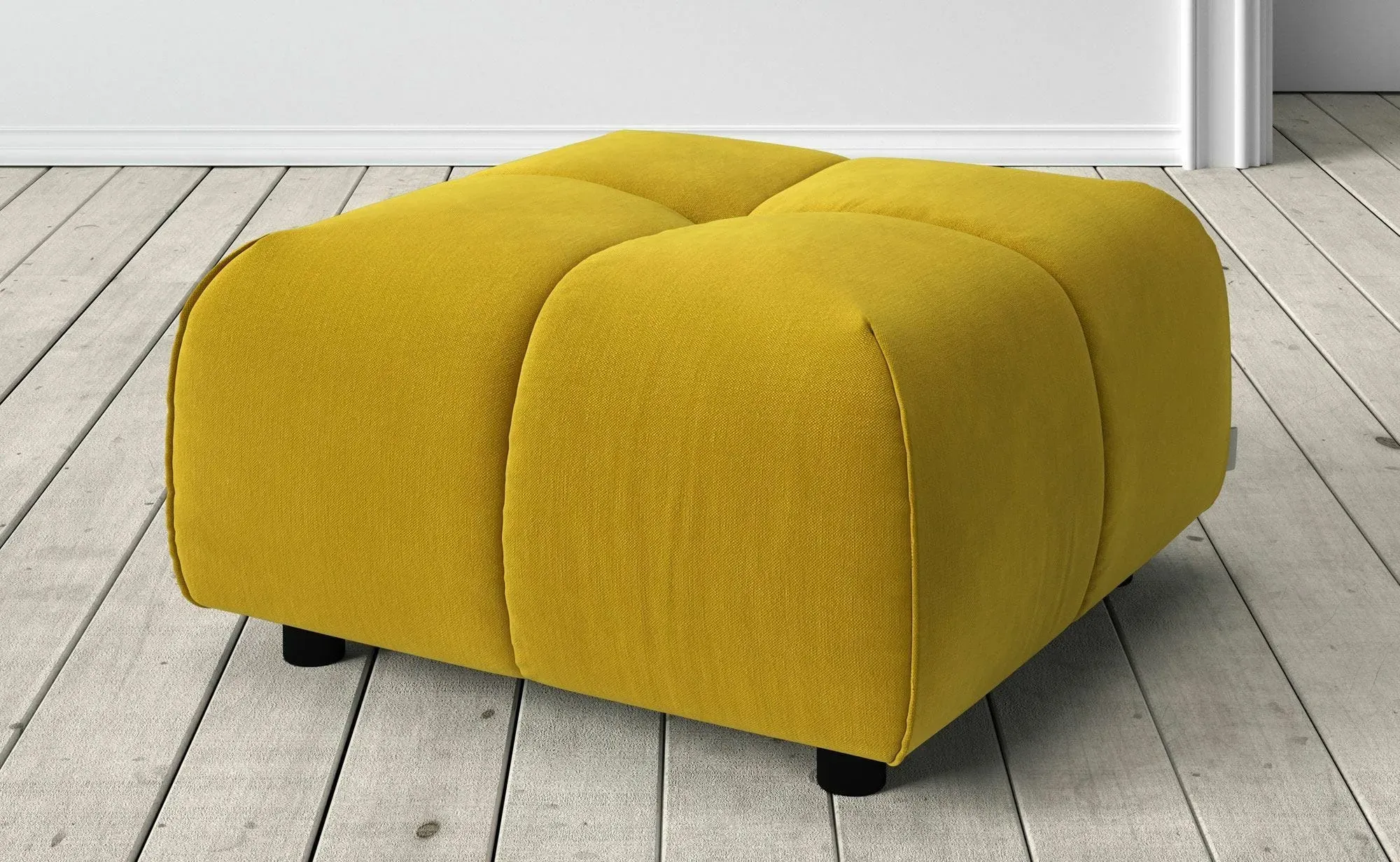 Juno Footstool - Yellow, Velvet