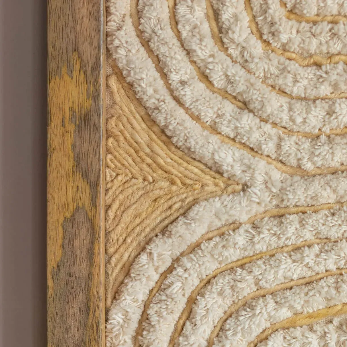 Jute Wall Art - White, Mango Wood