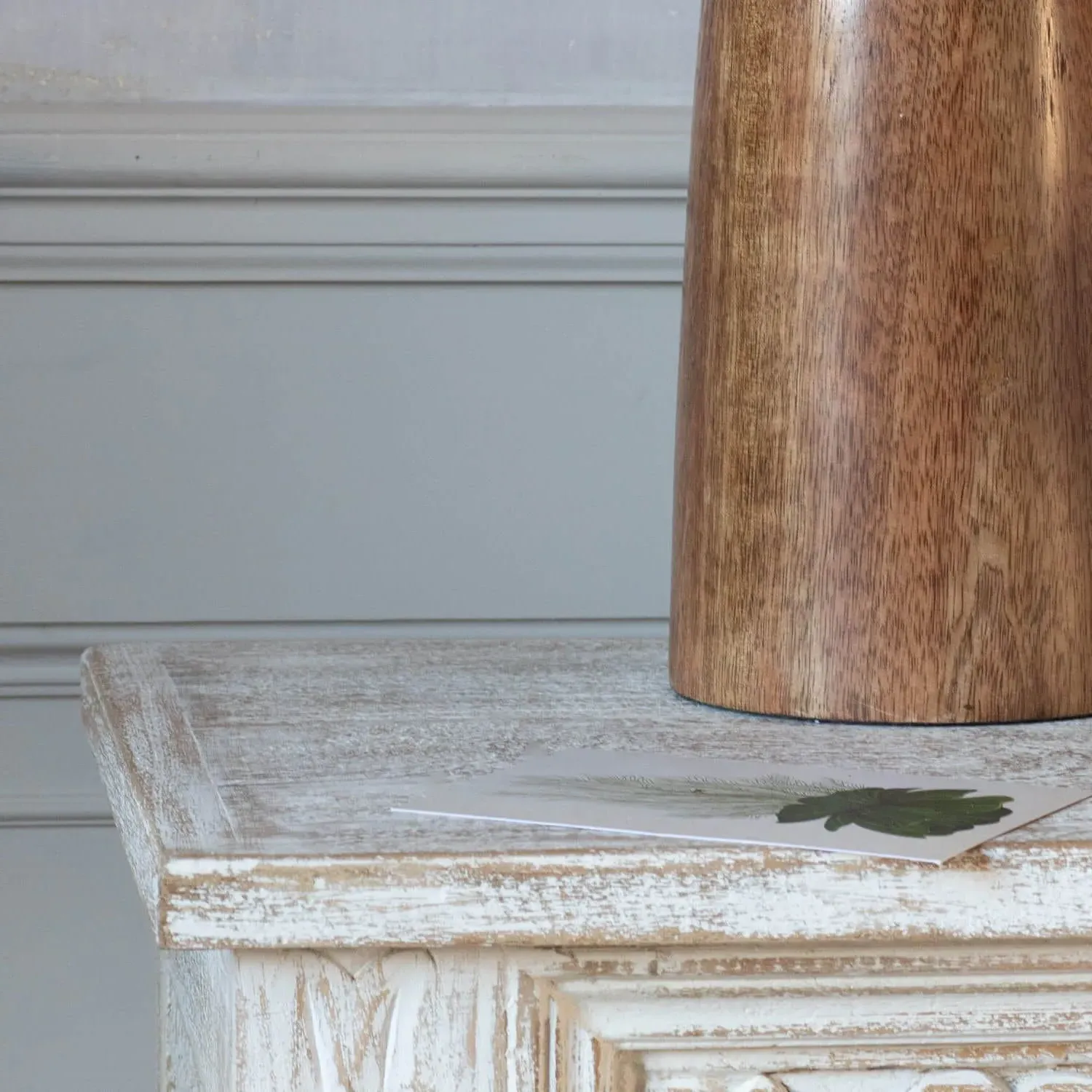 Kaia Carved Wood Console Table - White, Mango Wood