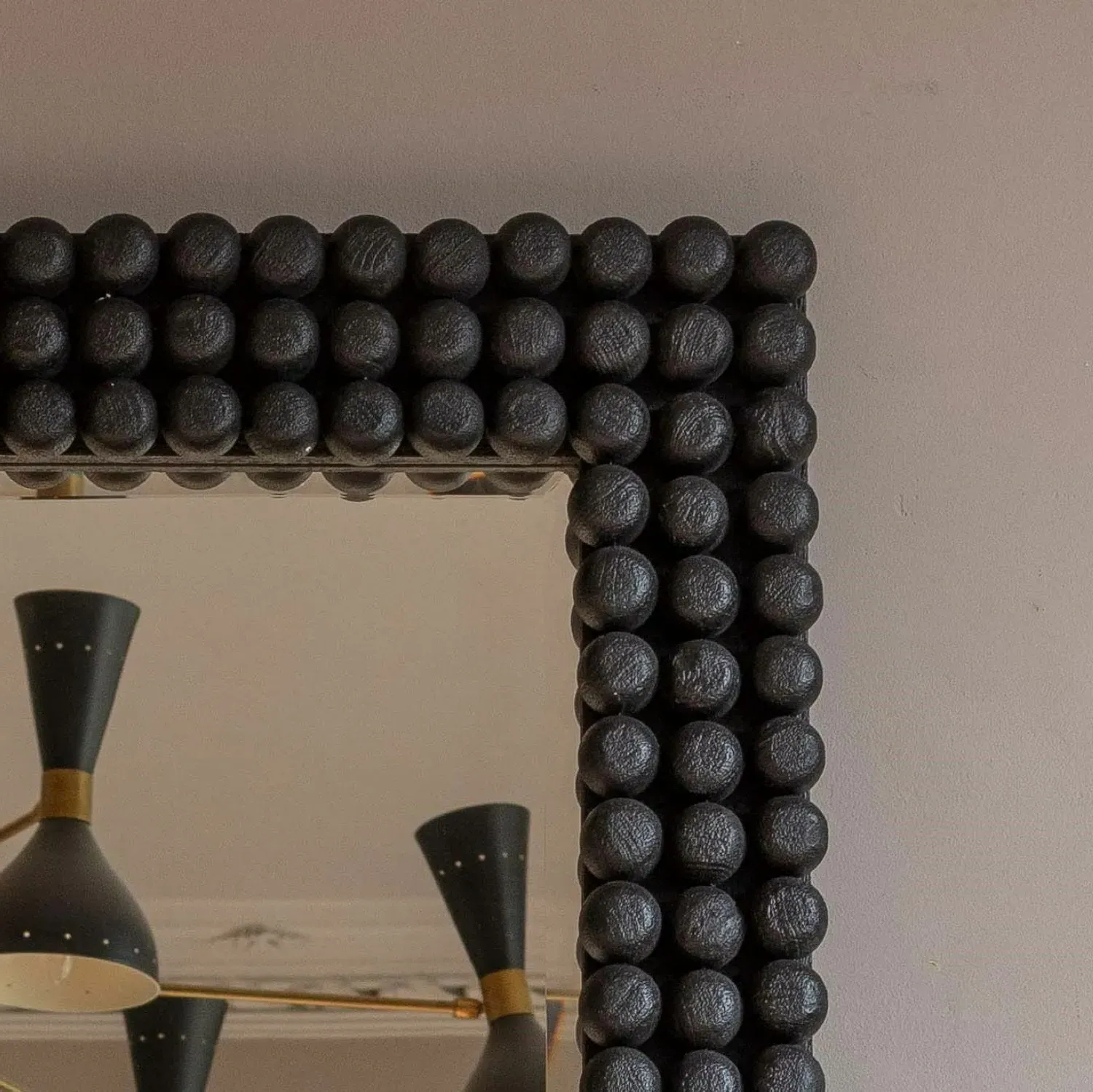 Kali Bobbin Mirror - Black, Mango Wood