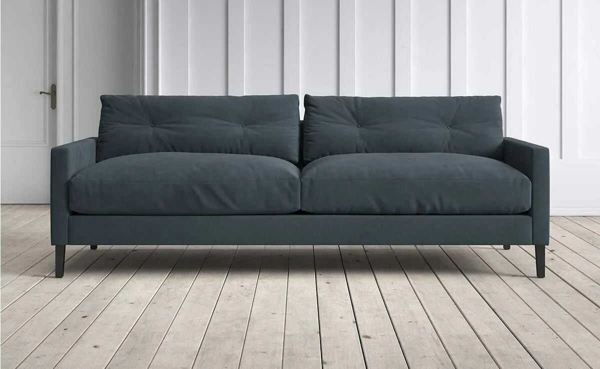 Kasper 3-Seater Sofa - Blue, Velvet