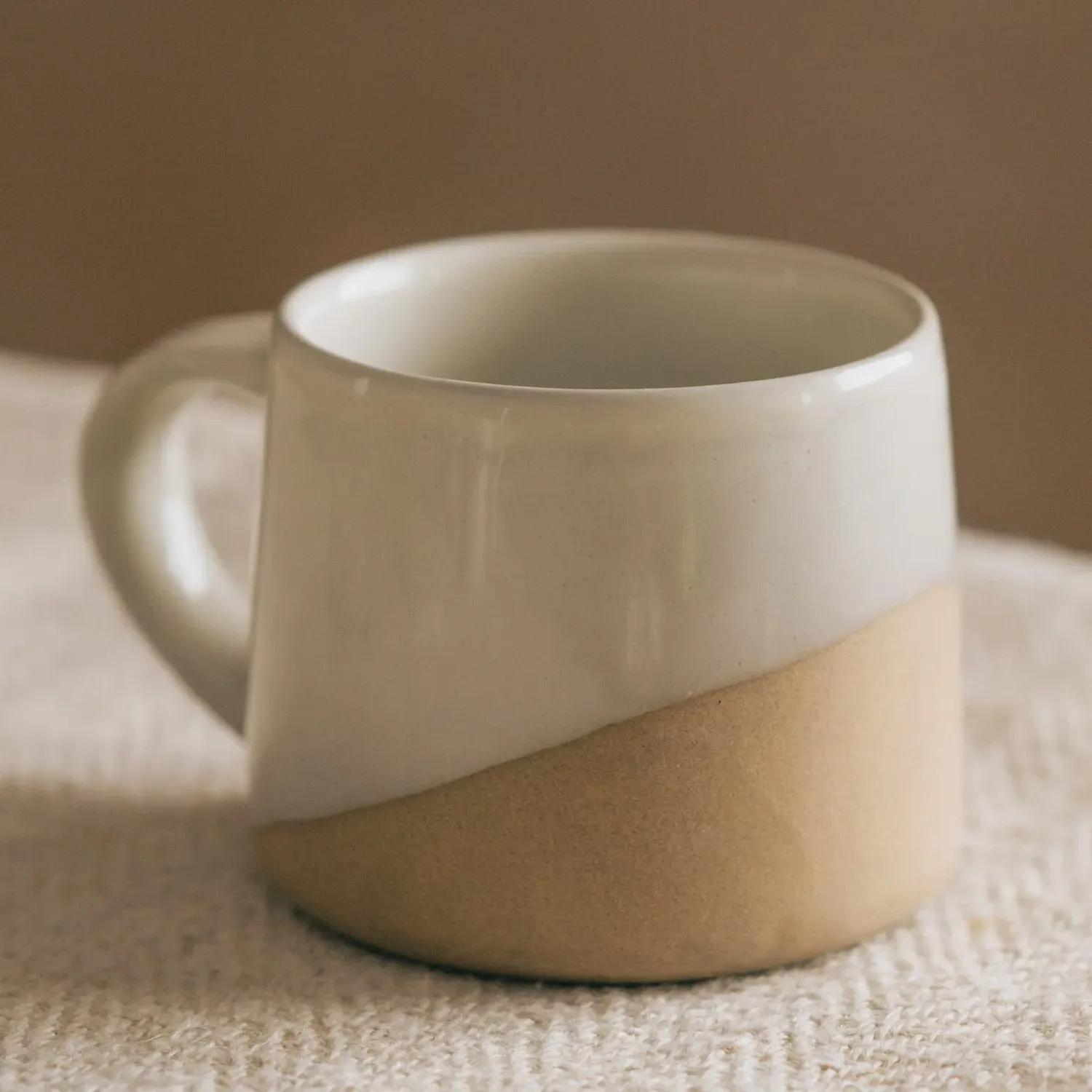 Koko Slanted Glaze Mug - Milk White, Stoneware
