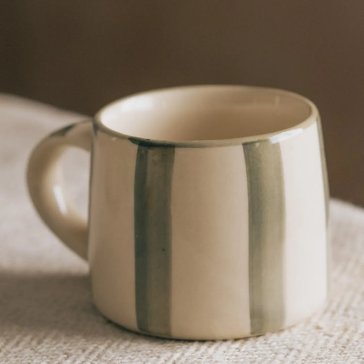 Koko Striped Mug - Forest Green, Stoneware