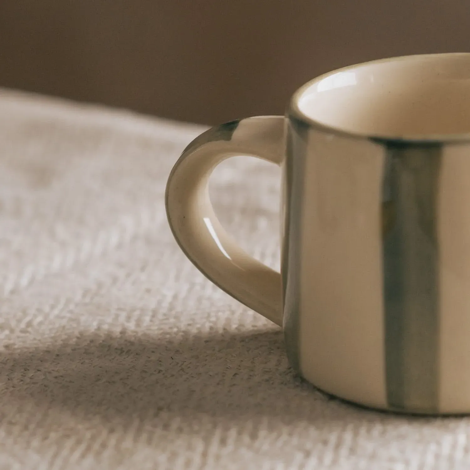 Koko Striped Mug - Forest Green, Stoneware