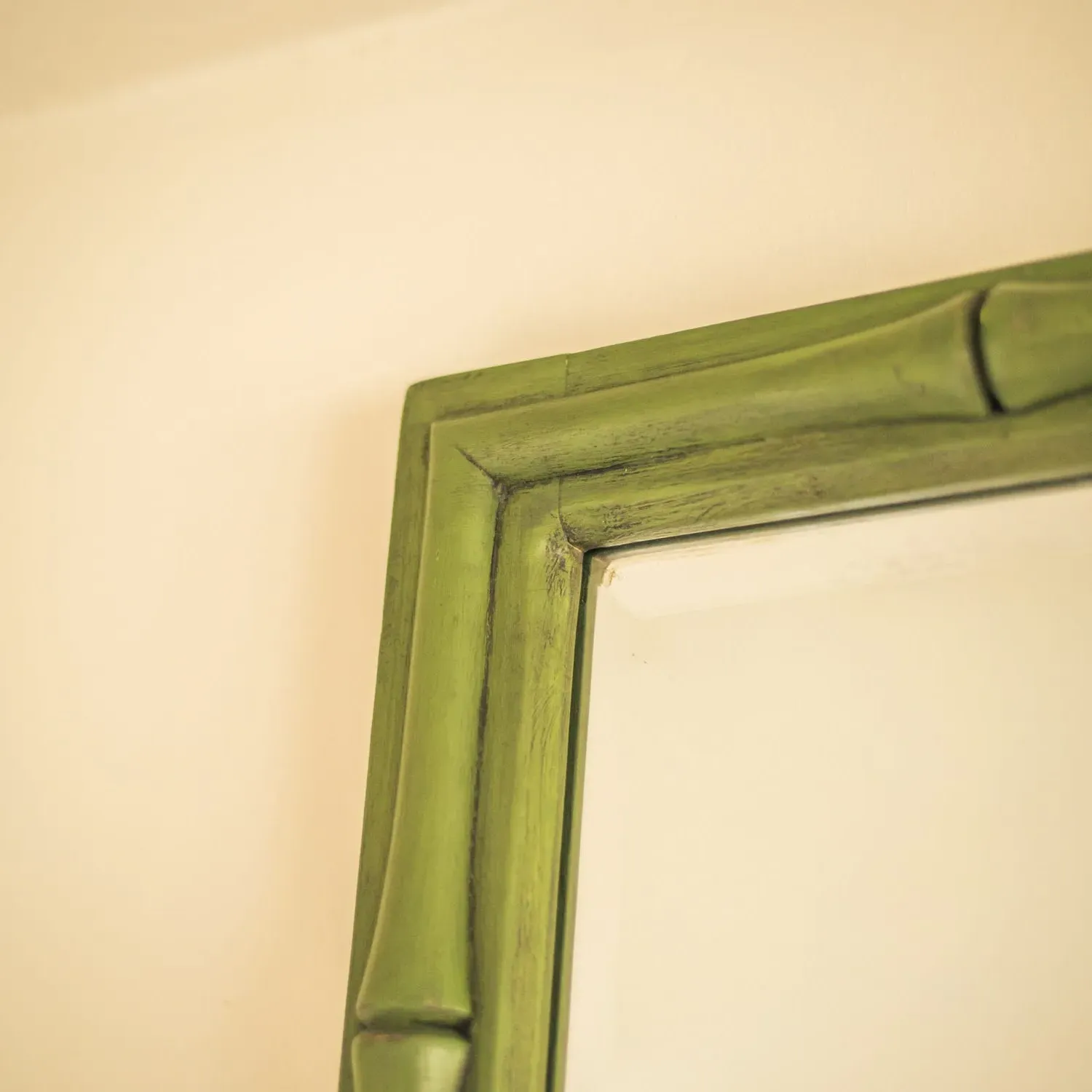 Large Bamboo Wall Mirror - Green, Mango Wood