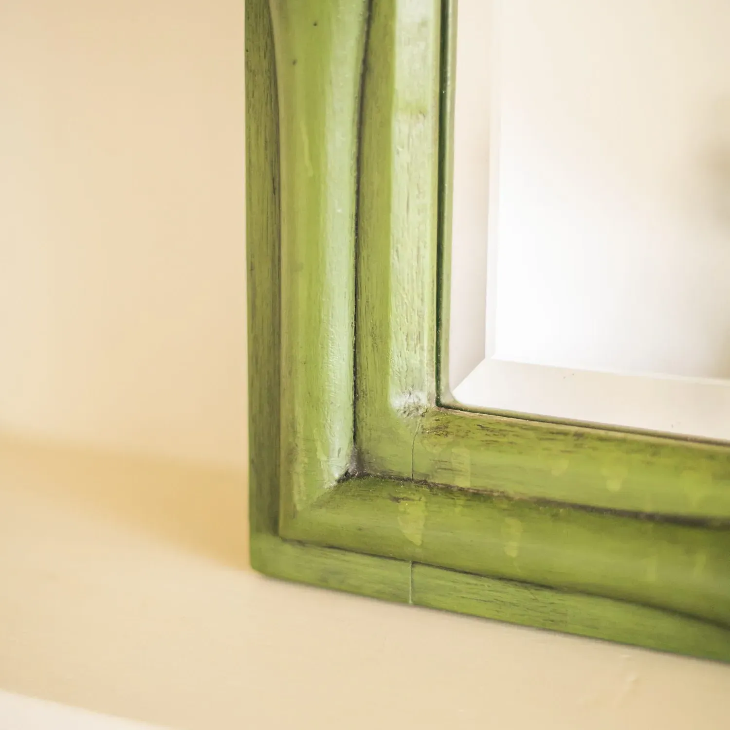 Large Bamboo Wall Mirror - Green, Mango Wood