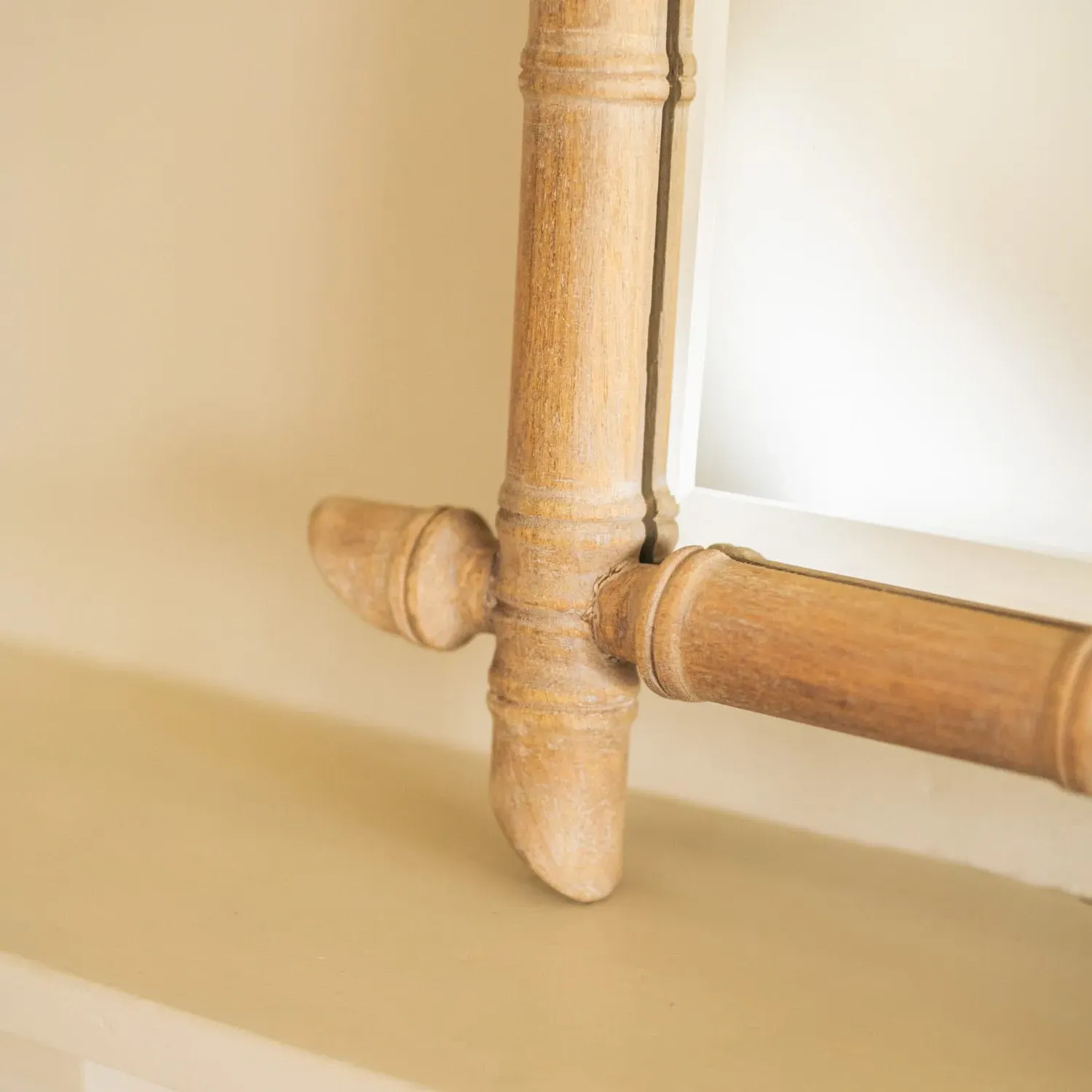 Large Bamboo Wall Mirror - Natural, Mango Wood