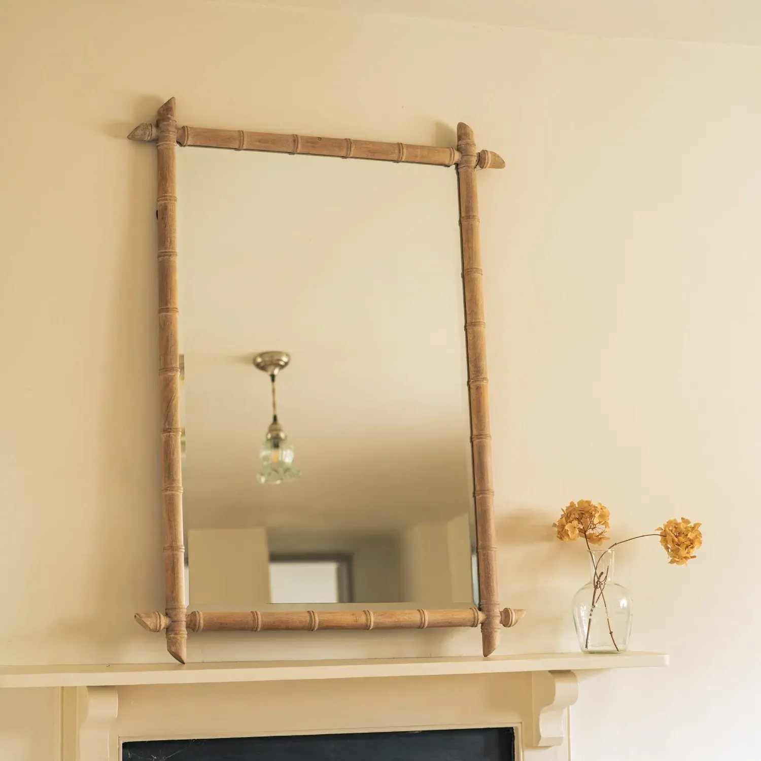 Large Bamboo Wall Mirror - Natural, Mango Wood