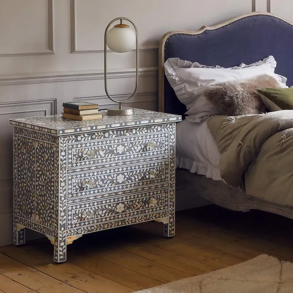 Large Bedside Table - Grey, Mother of Pearl image