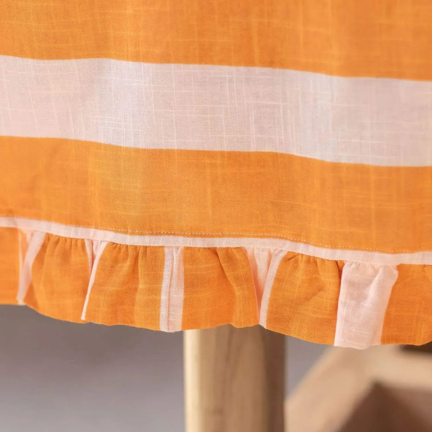 Large Candy Stripe Frill Tablecloth - Orange, Cotton