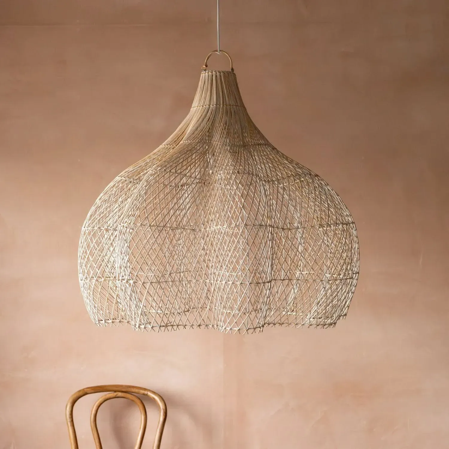 Large Ceiling Shade - Whitewashed, Rattan