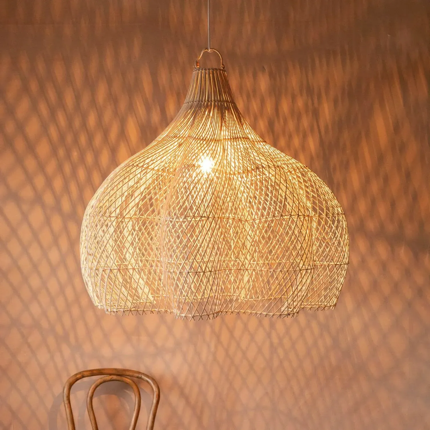 Large Ceiling Shade - Whitewashed, Rattan image