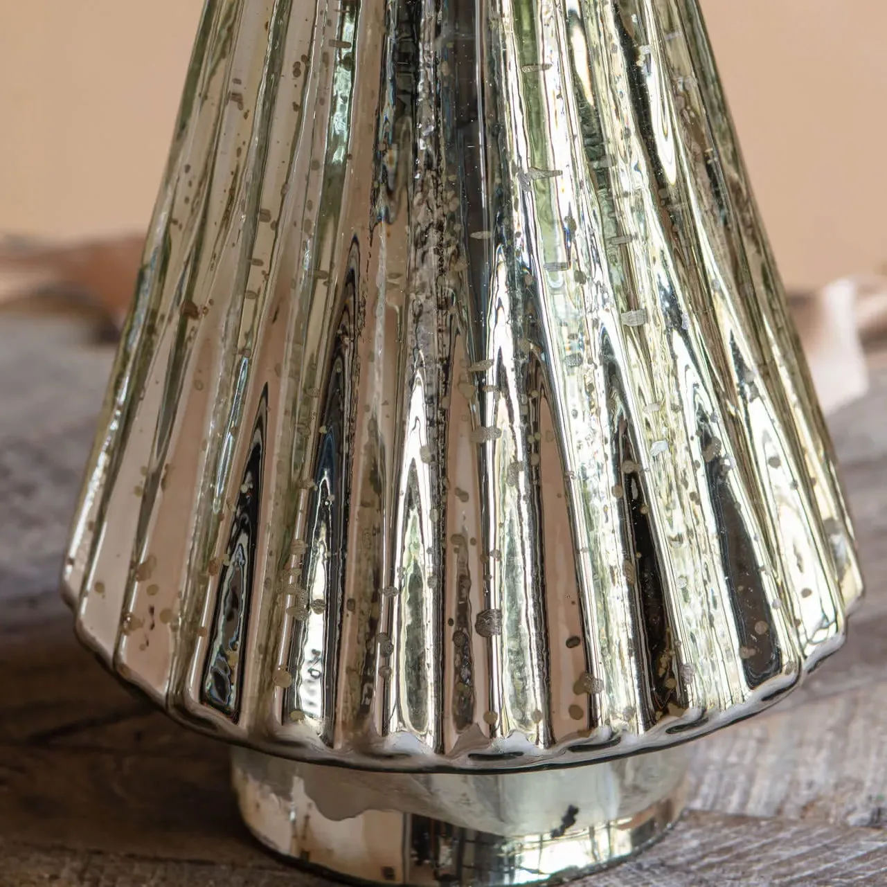 Large Christmas Tree Ornament - Antiqued Silver, Glass