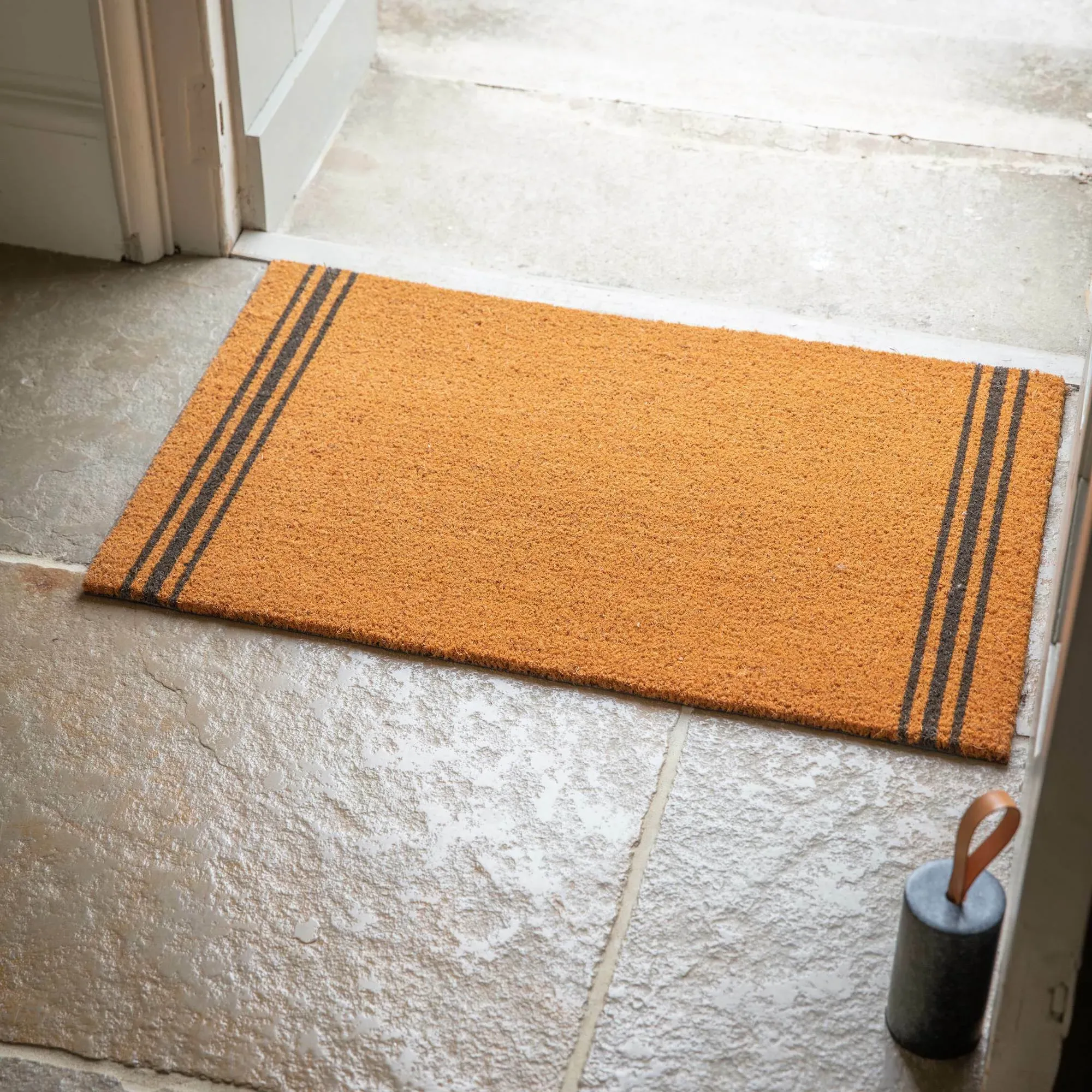 Large Coir Stripe Doormat - Natural image