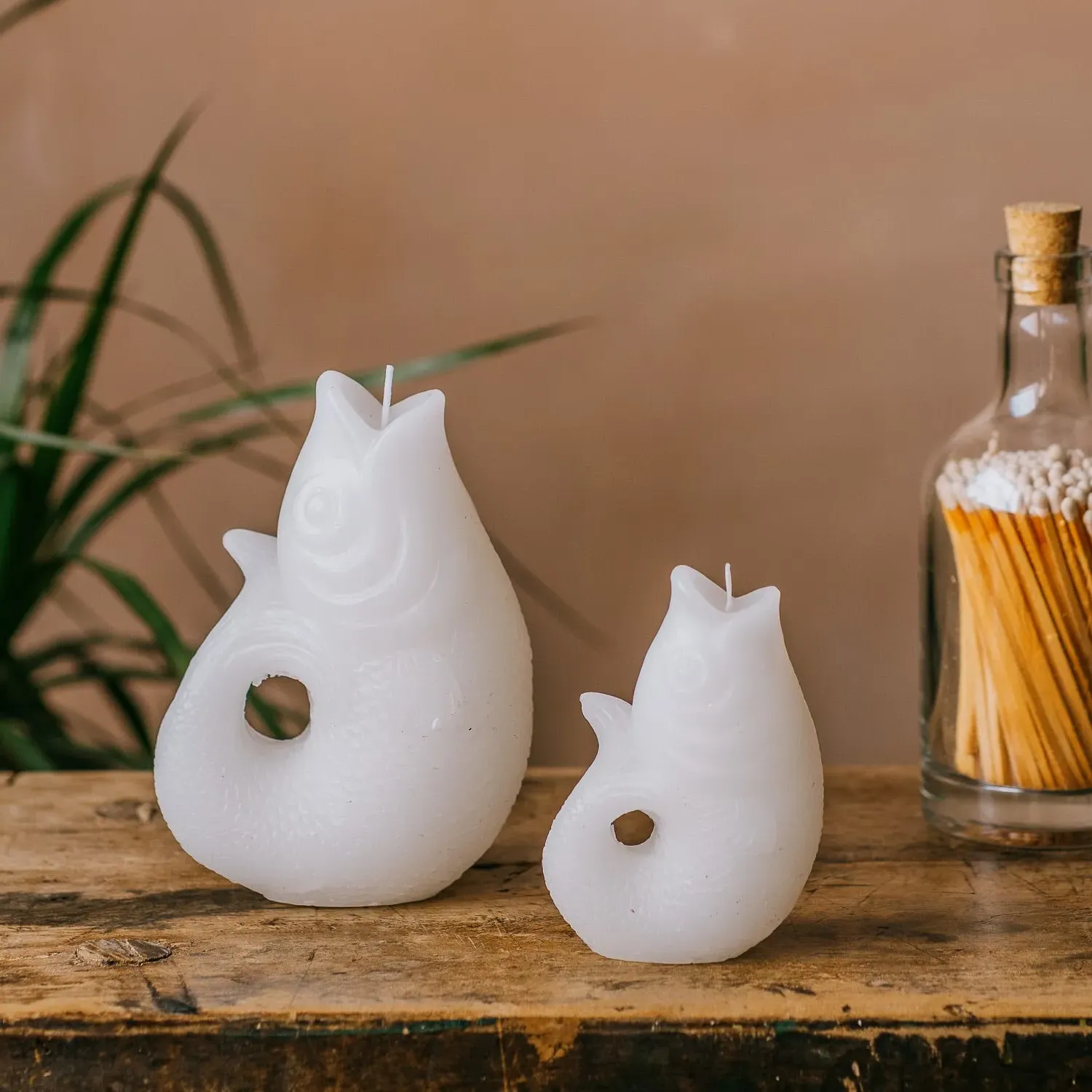 Large Fish Candle - White