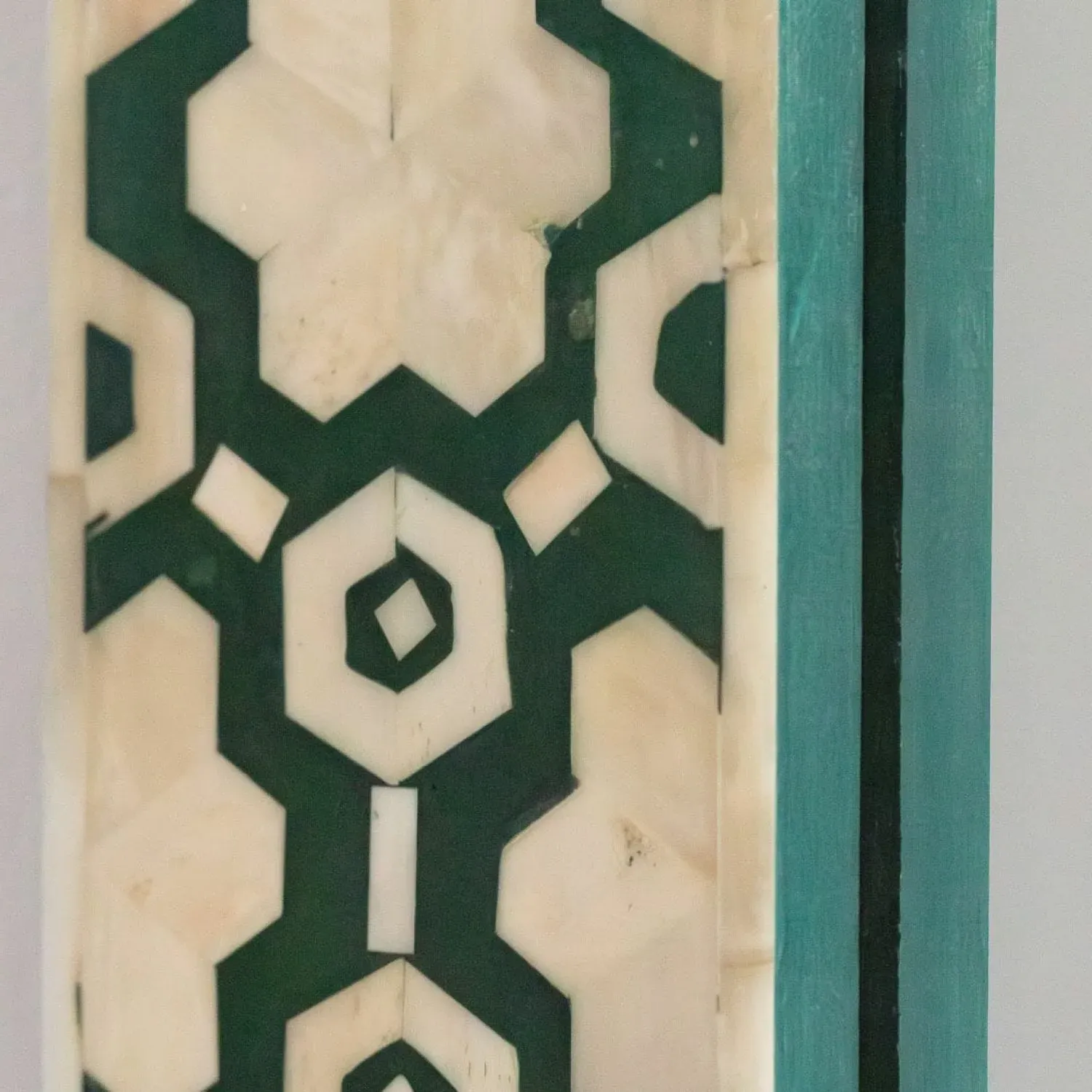 Large Floral Bone Inlay Mirror - Jade Green